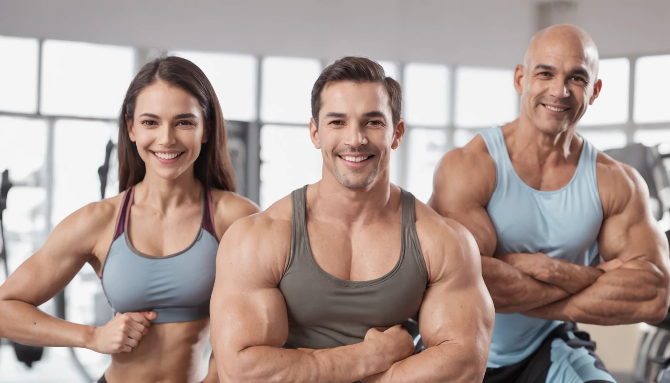Crie uma imagem que represente a Academia Aerobic Sport Center em Presidente Prudente. The image should show a happy family engaged in a bodybuilding training session. Certifique-se de incluir pais e filhos de diferentes idades, todos sorrindo e motivando uns aos outros. Highlight the idea that exercise is an activity that can be enjoyed as a family and transmit the positive energy of the gym."