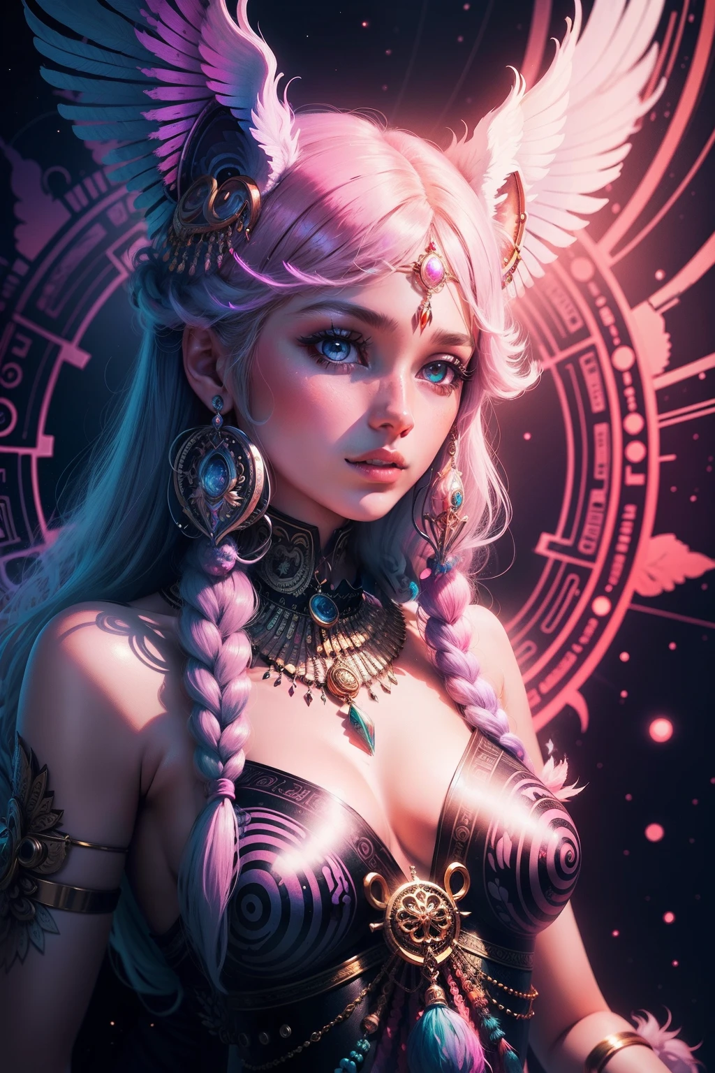 Create a psychedelic illustration of artemis temple