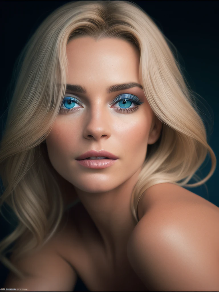 A photorealistic portrait of a insanel beautiful lightly tanned American woman with light make-up, extremely detailed light blue eyes, sexy woman, detailed symmetric realistic face, full lips, extremely detailed natural texture, peach fuzz, long blonde windy hair, masterpiece, absurdres, award winning photo by Francesco Scavullo, nikon d850 film stock photograph, kodak portra 400 camera f1.6 lens, extremely detailed, amazing, fine detail, rich colors, hyper realistic lifelike texture, dramatic lighting, unrealengine, trending on artstation, cinestill 800 tungsten, looking at the viewer, photo realistic, RAW photo, TanvirTamim, high quality, highres, sharp focus, extremely detailed, cinematic lighting, 8k uhd