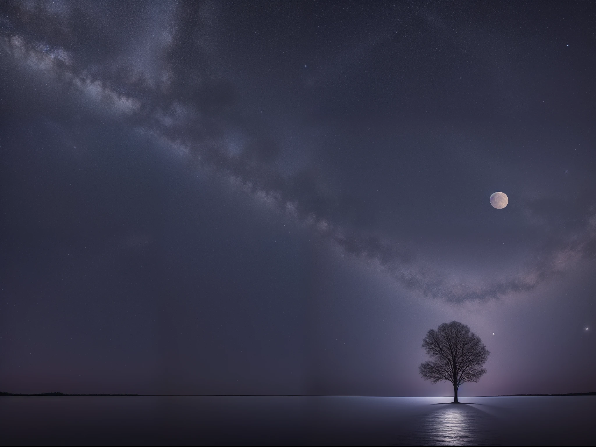 (hyperrealistisch:1.2 , 8k, Astronomie, viele details, Fotografie ,Vollmond in der Nacht, Himmel , Sterne:1.2)