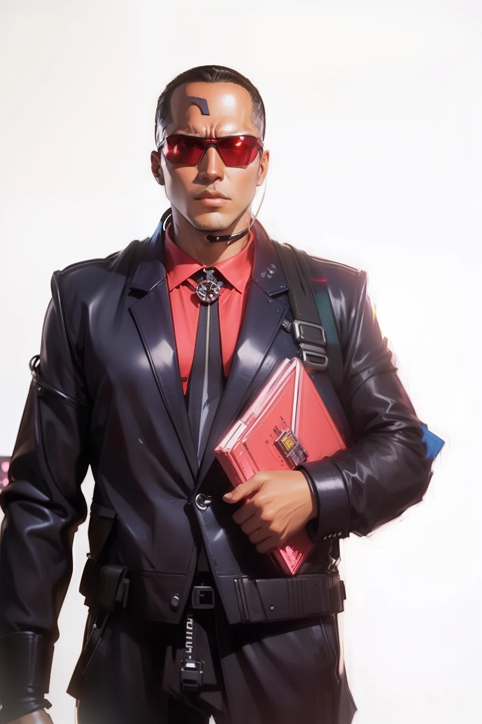 Futuristic sunglasses, 80s style anime, Global Travel, Layered Compositions, Tungsten Lighting, Vivid Markets