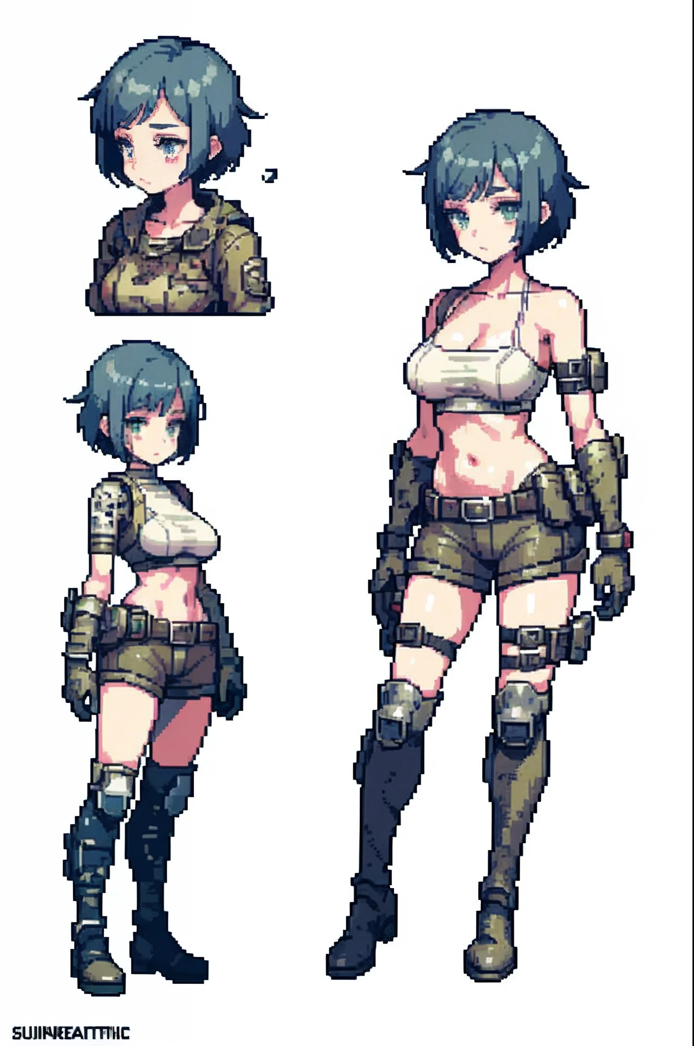 (tmasterpiece, hiquality, beste-Qualit), pixel, Pixel Art, 1 girl , body complet, (((Contemptuous, Hesitate))), (((whitebackground))), ((((Characters in the post-apocalyptic world of the wasteland)))), (close - up), ((comic)), (((naked ass))) ,((((Clean White Background)))