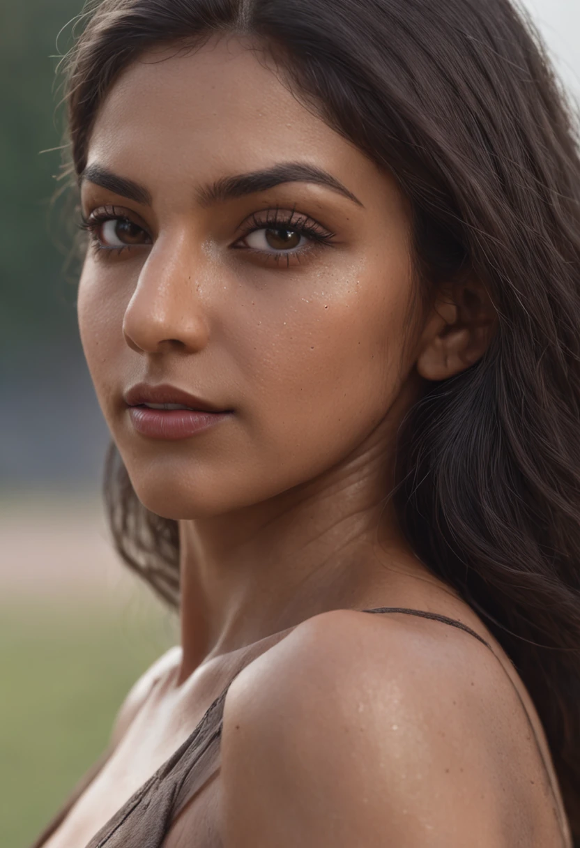 beautiful mature Indian college girl, naked, outside on track field, ((slim, petite)), photorealistic, photo, masterpiece, realistic, realism, photorealism, high contrast, photorealistic digital art trending on Artstation 8k HD high definition detailed realistic, detailed, skin texture, hyper detailed, realistic skin texture, armature, best quality, ultra high res, (photorealistic:1.4),, high resolution, detailed, raw photo, sharp re, by lee jeffries nikon d850 film stock photograph 4 kodak portra 400 camera f1.6 lens rich colors hyper realistic lifelike texture dramatic lighting unrealengine trending on artstation cinestill 800, kneeling , athletic , hot , perfect face, beautiful face, detailed face , detailed face, wearing a bag, sweaty , complete_naked ,  having sex