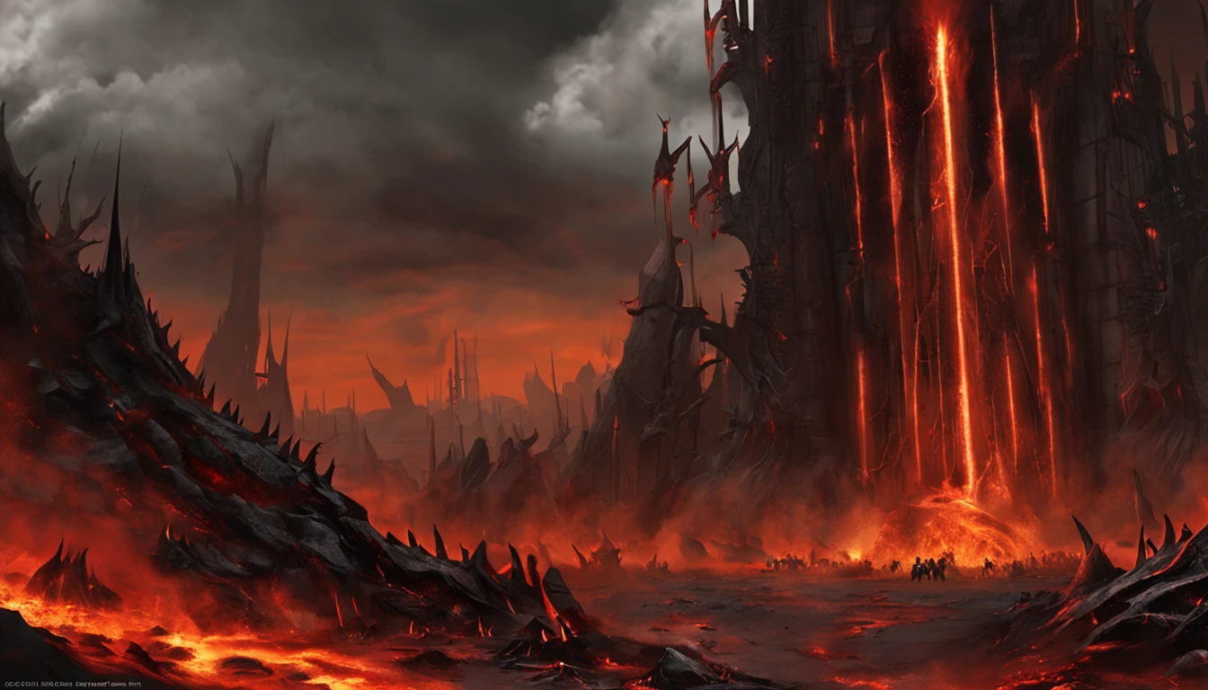 , hell landscape, The bottom of hell, The Final Battle in Hell, Apocalyptic landscapes!!!!!, Mustafar, The Ruins of Hell, ! Apocalyptic landscapes!!, Awesome D & D The Art of the Dark Sun, Gates of Hell, Gates of Hell, Arte Conceitual de World of Warcraft, Rescue from the underworld!!!!!!