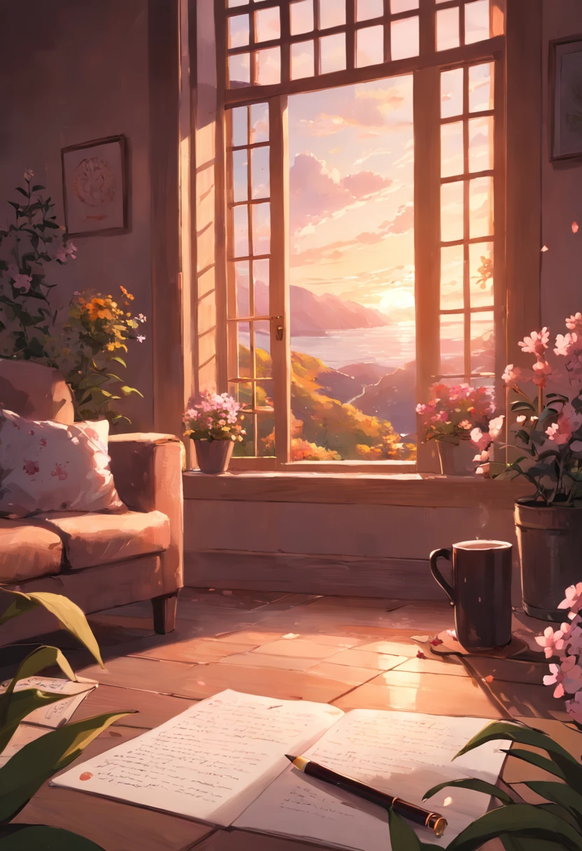 An image of an open gratitude journal with a pencil resting on it, surrounded by small flowers, a cup of tea or coffee, and a soft sunset in the background. This image evokes the idea of taking a quiet moment to reflect and appreciate the little things in life...., which is the central theme of your channel. Make sure the image is sharp and attractive, with a visual balance that is pleasing to the eye. Also, make sure the channel title text is legible and prominently placed in the thumbnail.... Remember that attractive thumbnails can help increase your channel's visibility and attract more viewers...