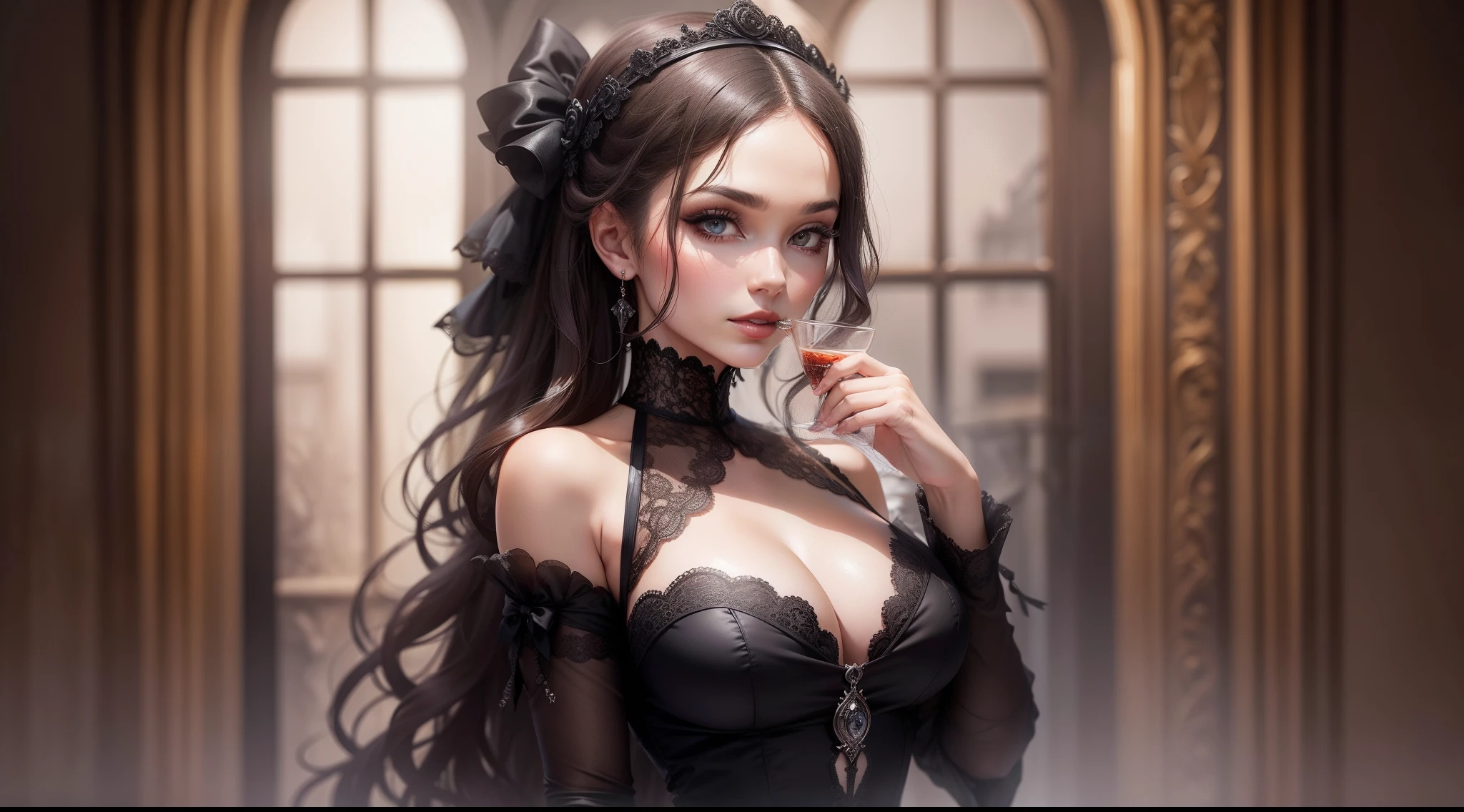 Seductive lady in gothic dress