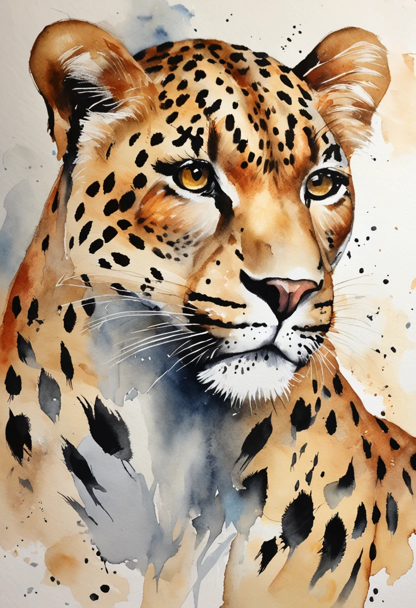 uma pintura mulher branca com cabelo vermelhos, vestindo um vestido estampa de leopardo
