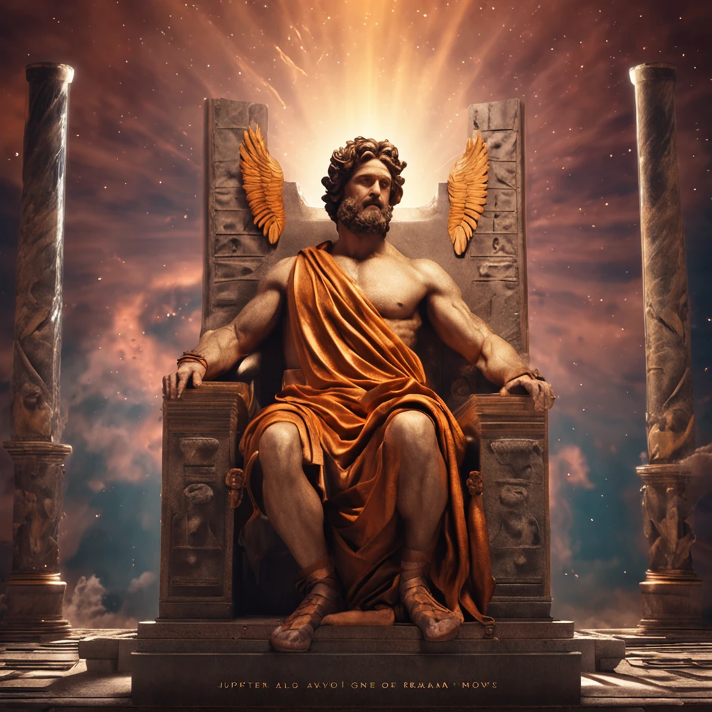 An image of Roman God Jupiter, Jupiter God posing, El dios Romano jupiter, cetro, aguila, rayo.