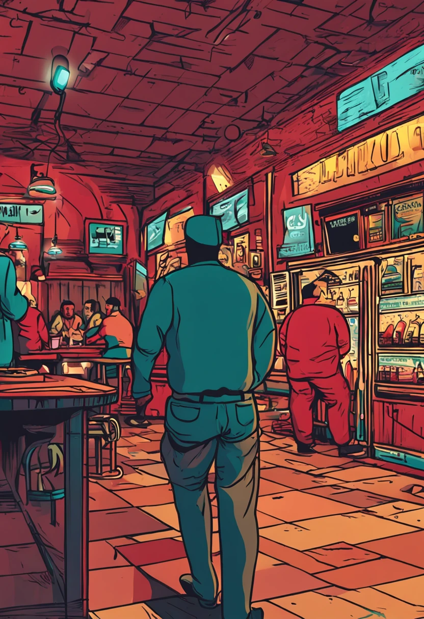 Make a man with obesity
This man must be wearing red clothing.
He must be inside a bar
He's drinking beer
Ultra realistic photo, qualidade 8k, fullhd