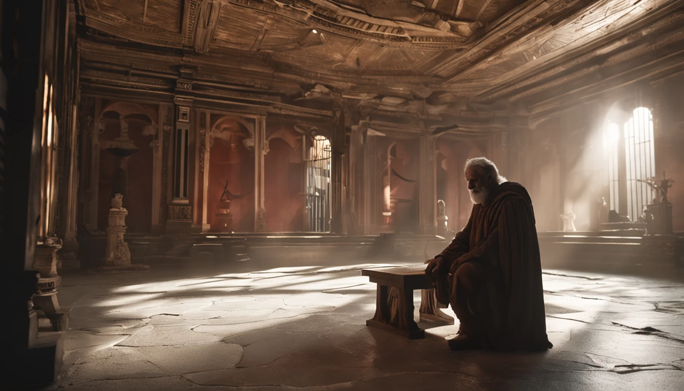 an old Greek philosopher wise strong stoic Shadows, mistborn, nevoeiro, muito alto detalhado, cinematic lighthing, Kinematic, alto detalhado, Ultra Detalhado, Highlight lighting, cores muito divinas, realista, 8k, HDR