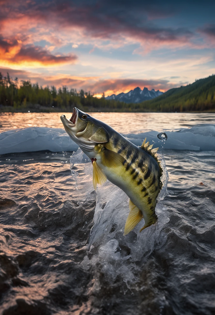 aggressive skeleton walleye fish