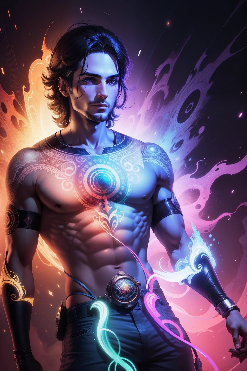Create a psychedelic illustration of Apollo
