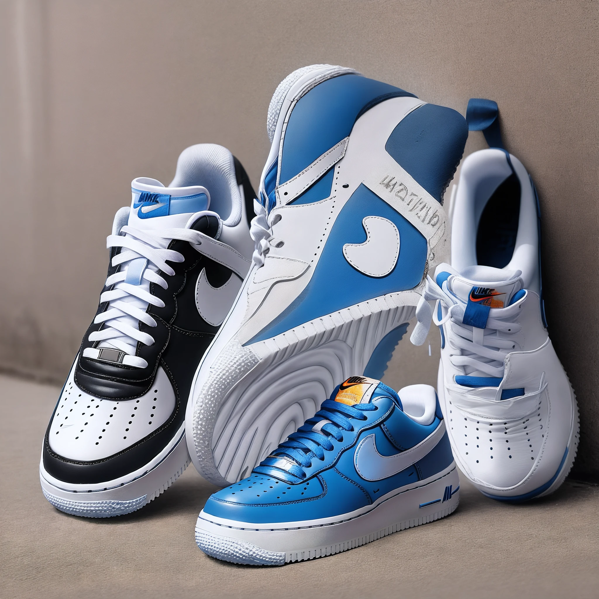 Nike Air Force One, unique design, gradiente, bandeira dos eua, acabamento perfeito, fundo branco, detalhes impressionistas