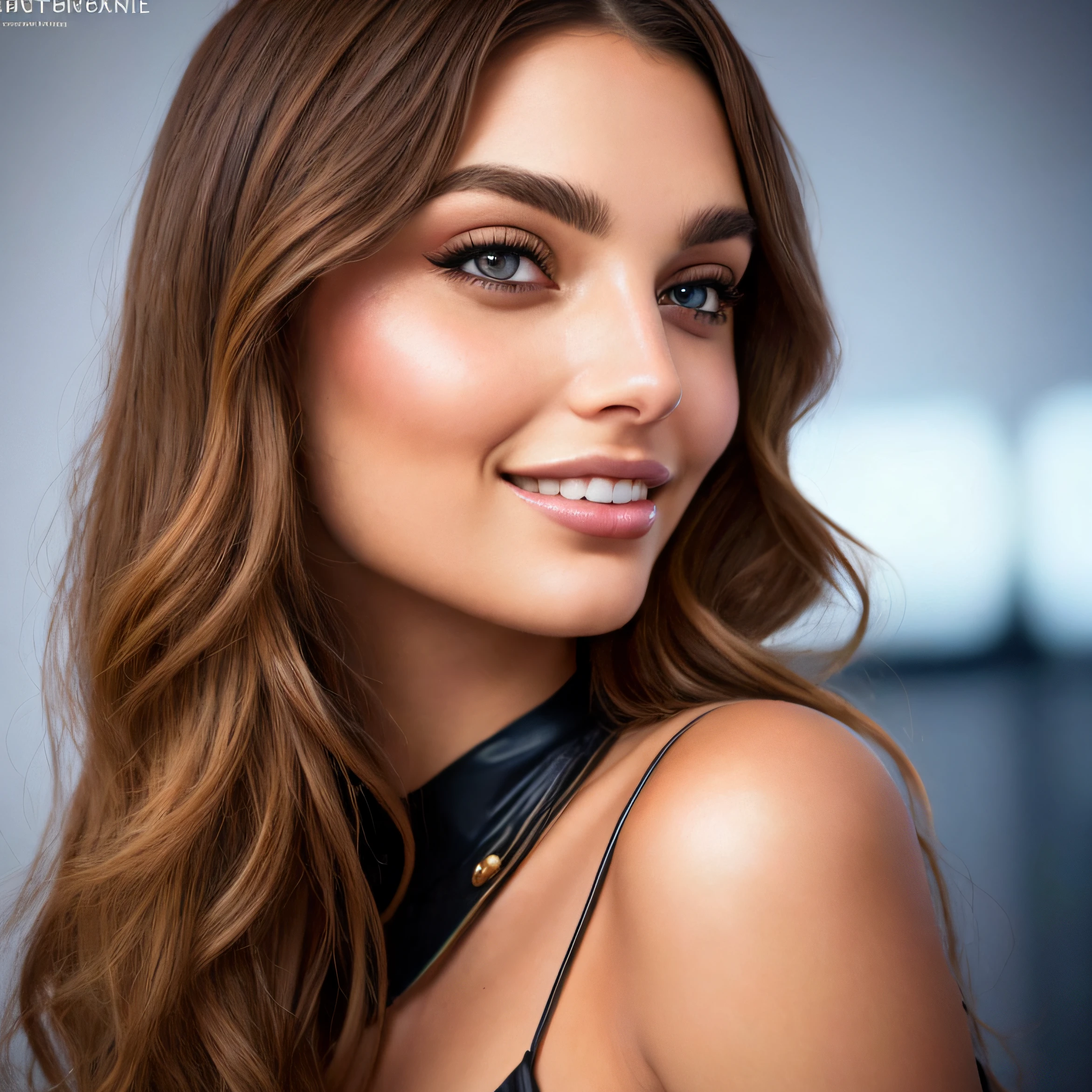Hotporn, Instagram, Foto a mitad de la toma de [Lily Donaldson|Laurabailey] como [Quantum ASMR|Celine Farach], Egirl dark makeup background fantasticy, charming smile by Martin Deschambault and Robert McGinnis ultra realistic highly detailed intricate photorealistic analog style photography sharp focus on eyes, cinematic lighting, Gina Valentina