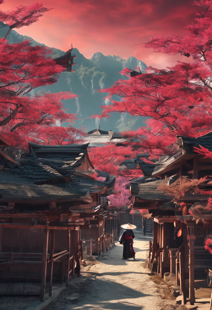 feudal japan , lindas gueixas ,princesas , e samurais lutando um contra o outro. imagem realista 4k , setting of feudal Japan.