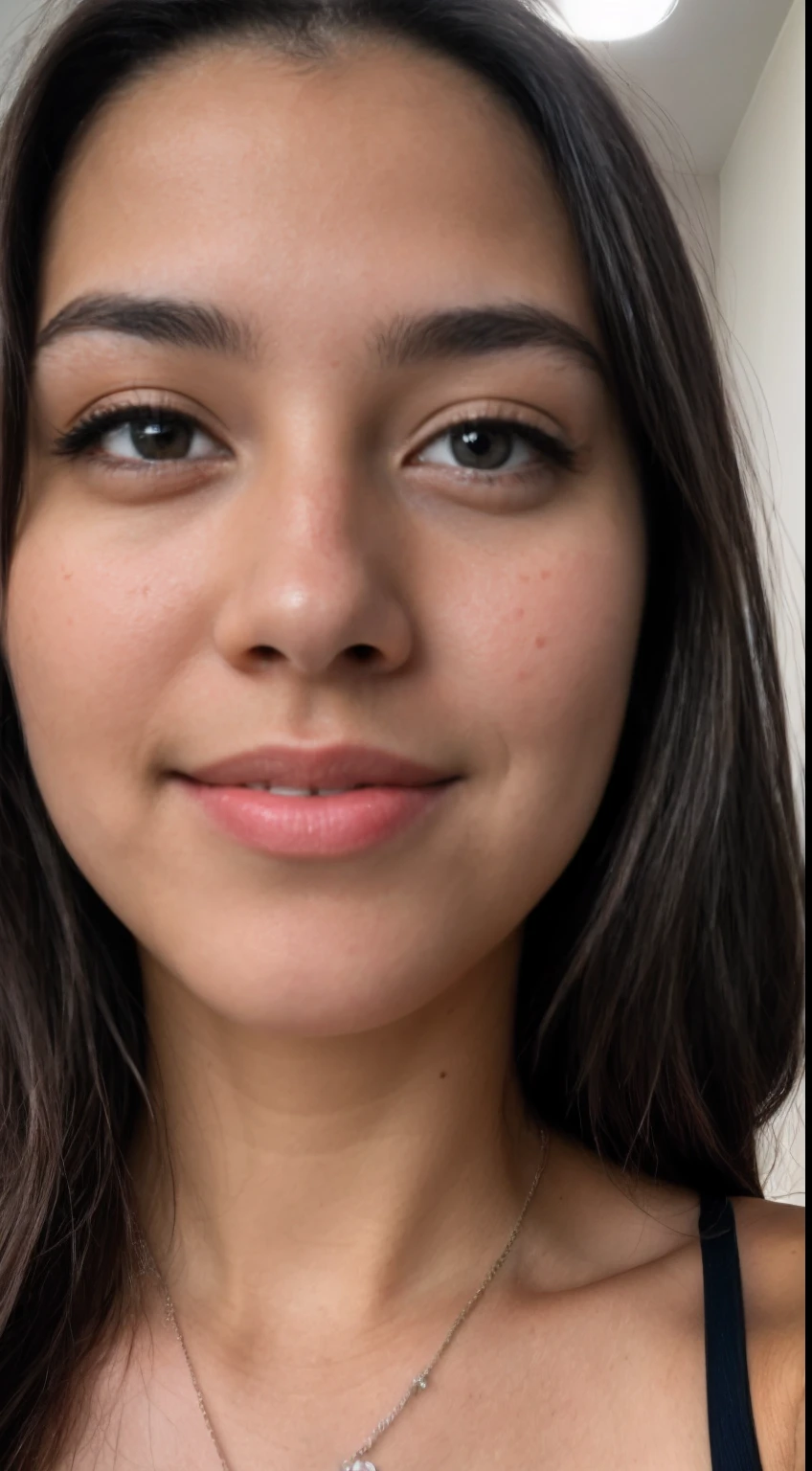 Foto RAW em sequencia, uma foto de uma adolescente 20anos, ((selfie da parte superior do corpo, feliz)), rosto detalhado, planos de fundo detalhados pouco desfocados, luzes naturais, HDR, foto realista, foto profissional, flerte com o espectador, visual sexy, fotorrealista, Linda, pele natural, 8k UHD, alta qualidade, filmic grain, Fujifilm XT3