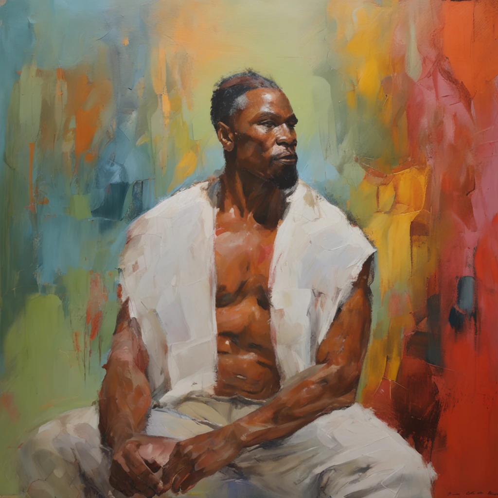 homem (fisiculturista negro de bermuda e sem camisa com 1gril com roupa de treino , extremamente detalhado, (olhando para o espectador), digital illustation, detalhado, complexo, 4k, 8k, boa anatomia