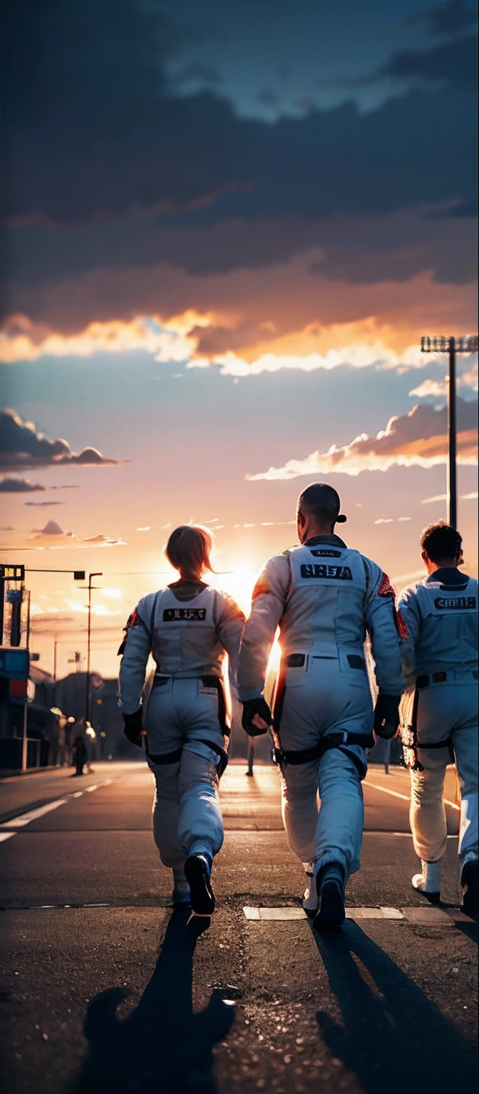 Astronauts walk across the base, sony a7r, 50mm lens, morningglow, 8K