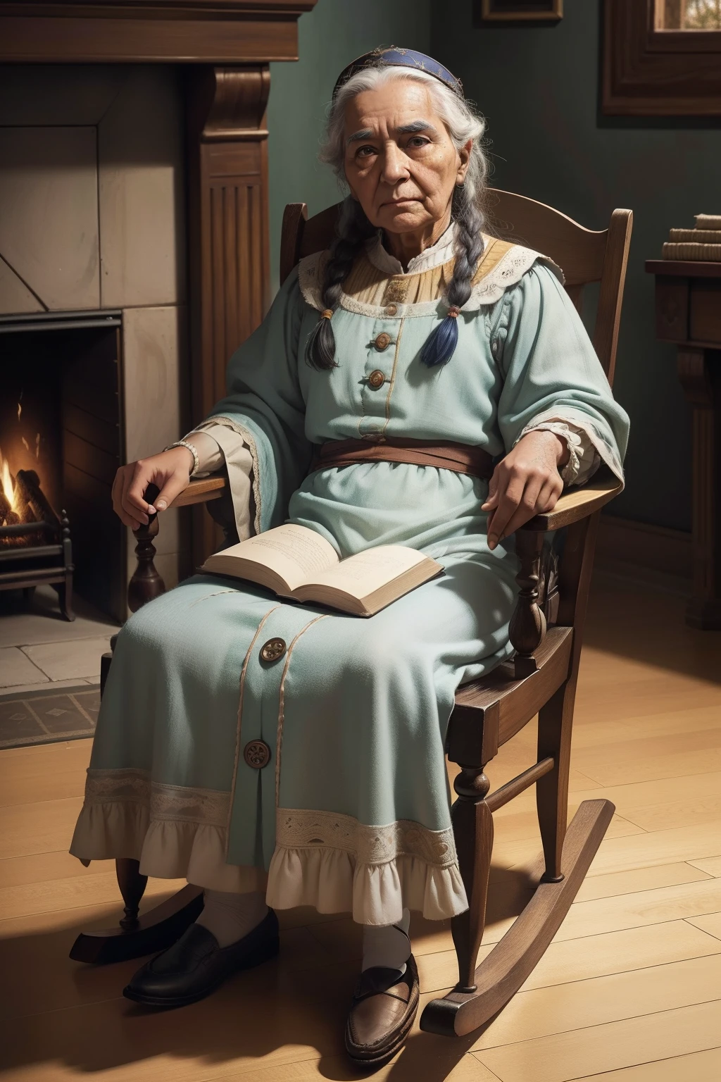Arafed woman sitting in a rocking chair reading a book - SeaArt AI
