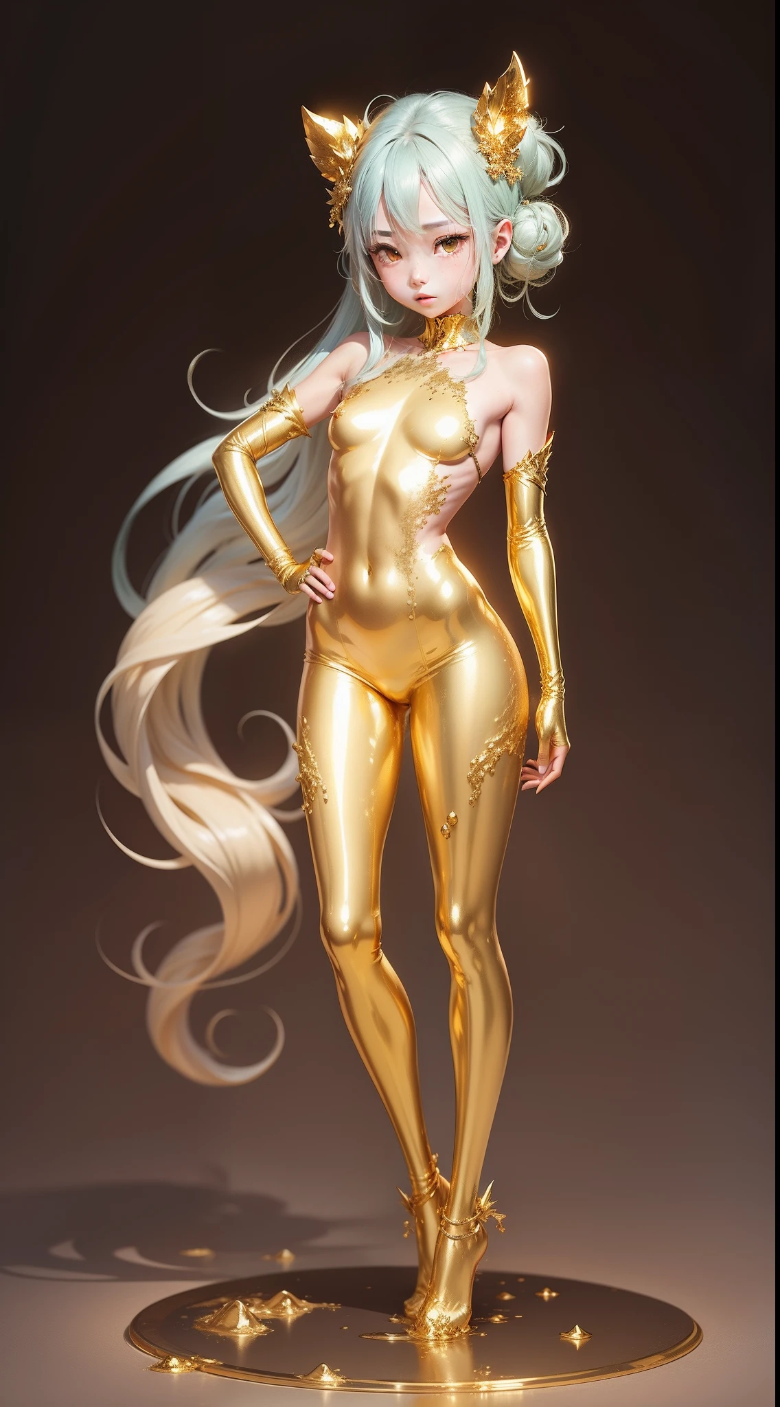 Shion, gold slime, without clothes, full body pose, without background