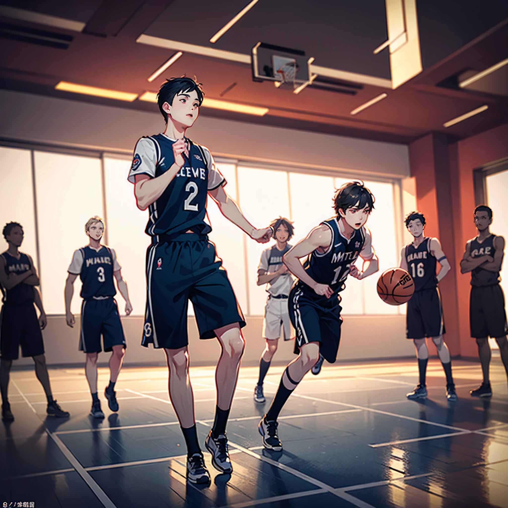 (8k, best quality, masterpiece:1.2), (realistic, photo-realistic:1.37), ultra-detailed,best quality, ultra high res, professional lighting, photon mapping, radiosity, physically-based rendering, cinematic lighting,BREAK basketball court,depth of field, sharp focus,sunbeam, good composition,BREAK (bokeh:1.2) aikawa kazuhiko:1.3,DearBOYS:1.5,multi boys(full body), (closed mouth),beautiful detailed eyes, pose, narrow waist,basketball uniform, black hair,hair floating in wind,(ulzzang-6500:1.2)
mix4, hiqcgbody