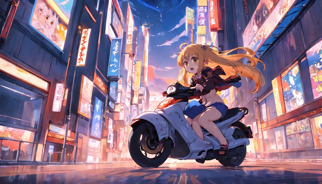 anime girl. riding in a hipopotamo