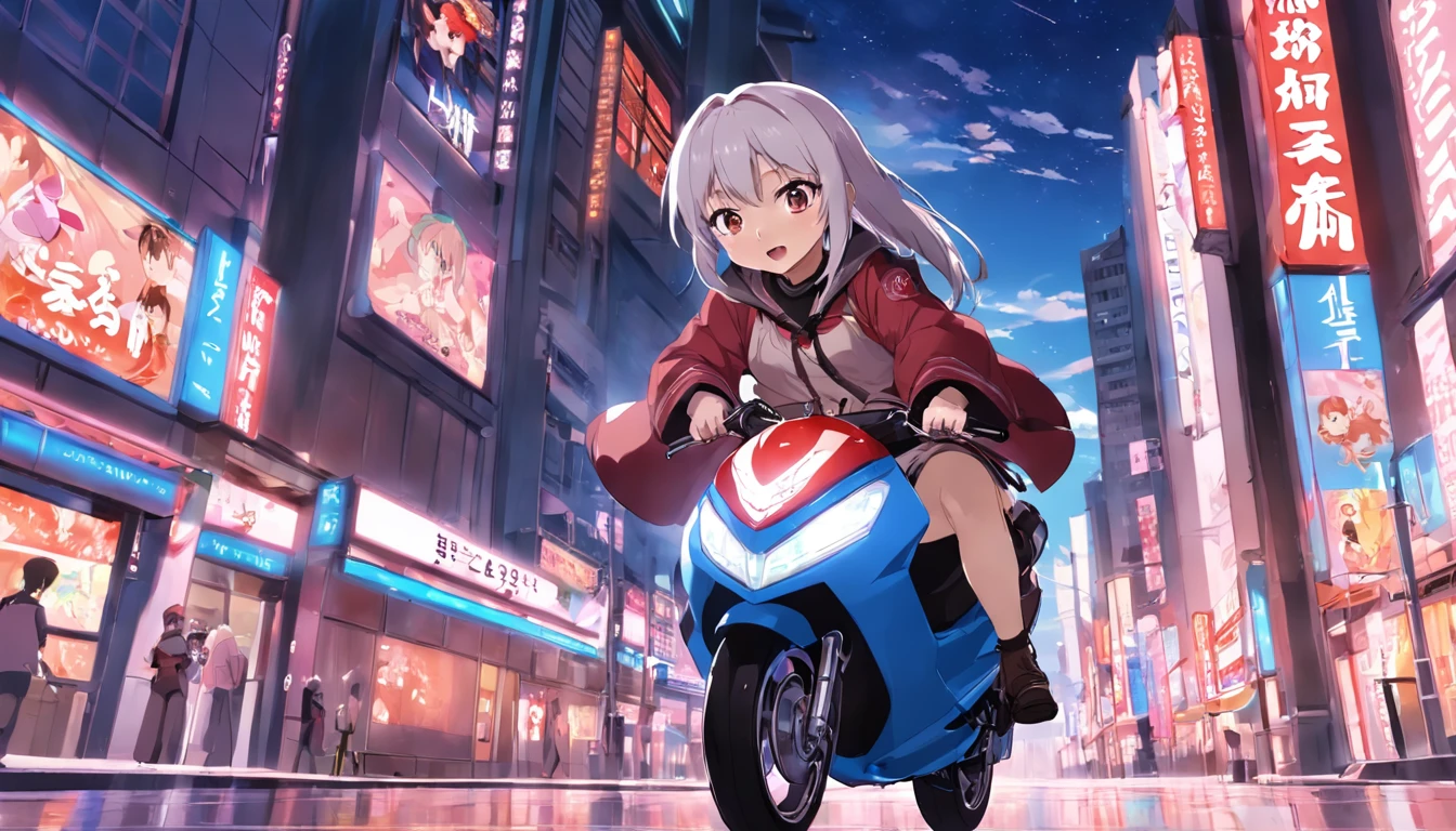anime girl. riding in a hipopotamo
