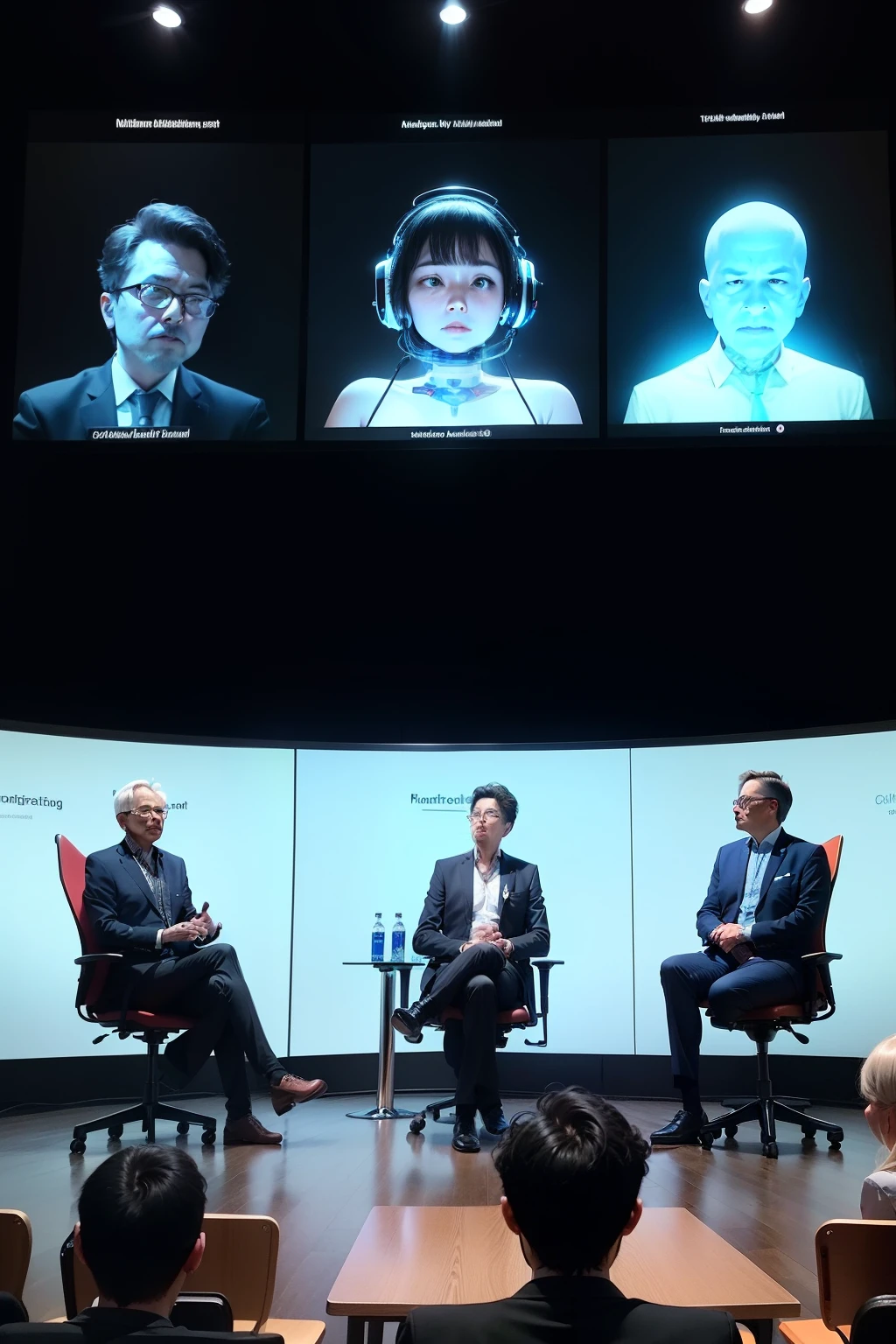 A panel discussion of five panelists, On the topic of artificial intelligence.