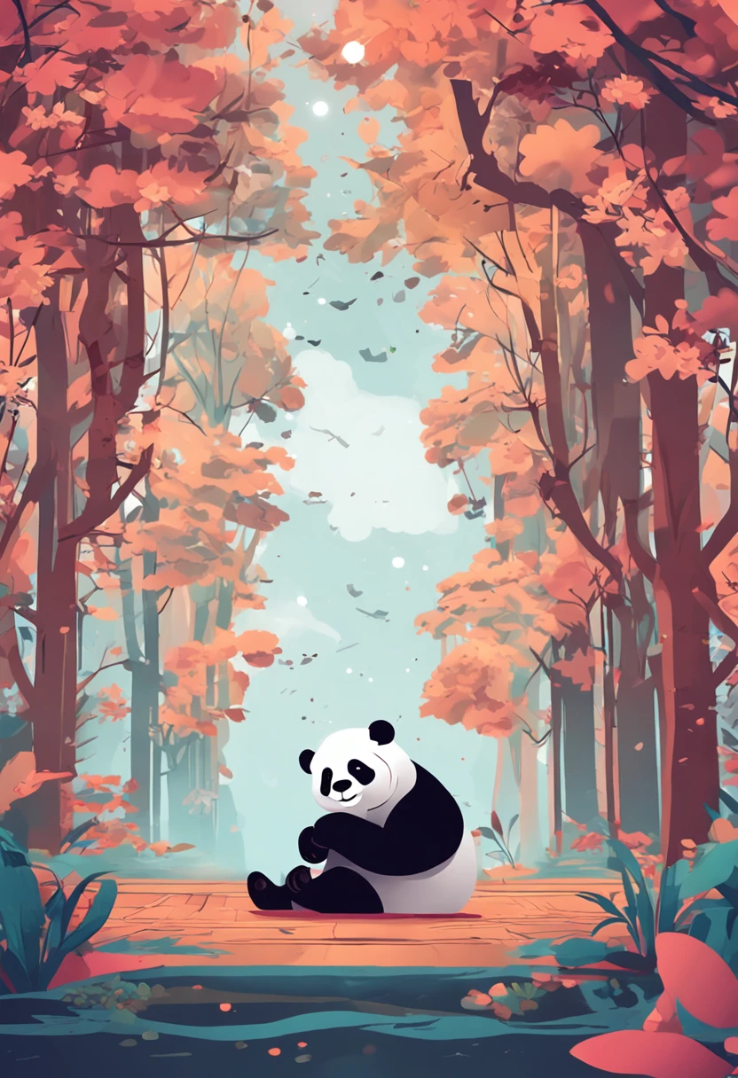 panda sitting in a tree，Pata no galho, panda bonito, um panda gigante bonito, panda panda panda, Dia de Tian, panda, animal bonito, he is very relaxed, cute single animal, relaxing after a hard day, aaaaax, INTERVALO INTERVALO, peaceful looking animals,。He is in the background of a starry sky
