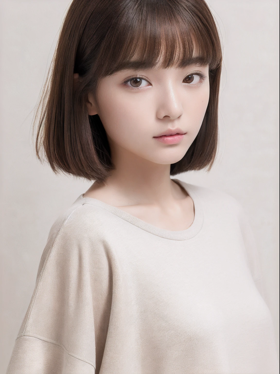 (((forehead、Northern Europe、White people、beautiful girl、Black Hair、White background、open jacket、lender)))、table top, highest quality, figure, super detailed, finely, High resolution, 8k wallpaper, Perfect dynamic composition, detailed and beautiful eyes, Deco out,bionde, breasts, Natural color lip,white background, random cute poses,