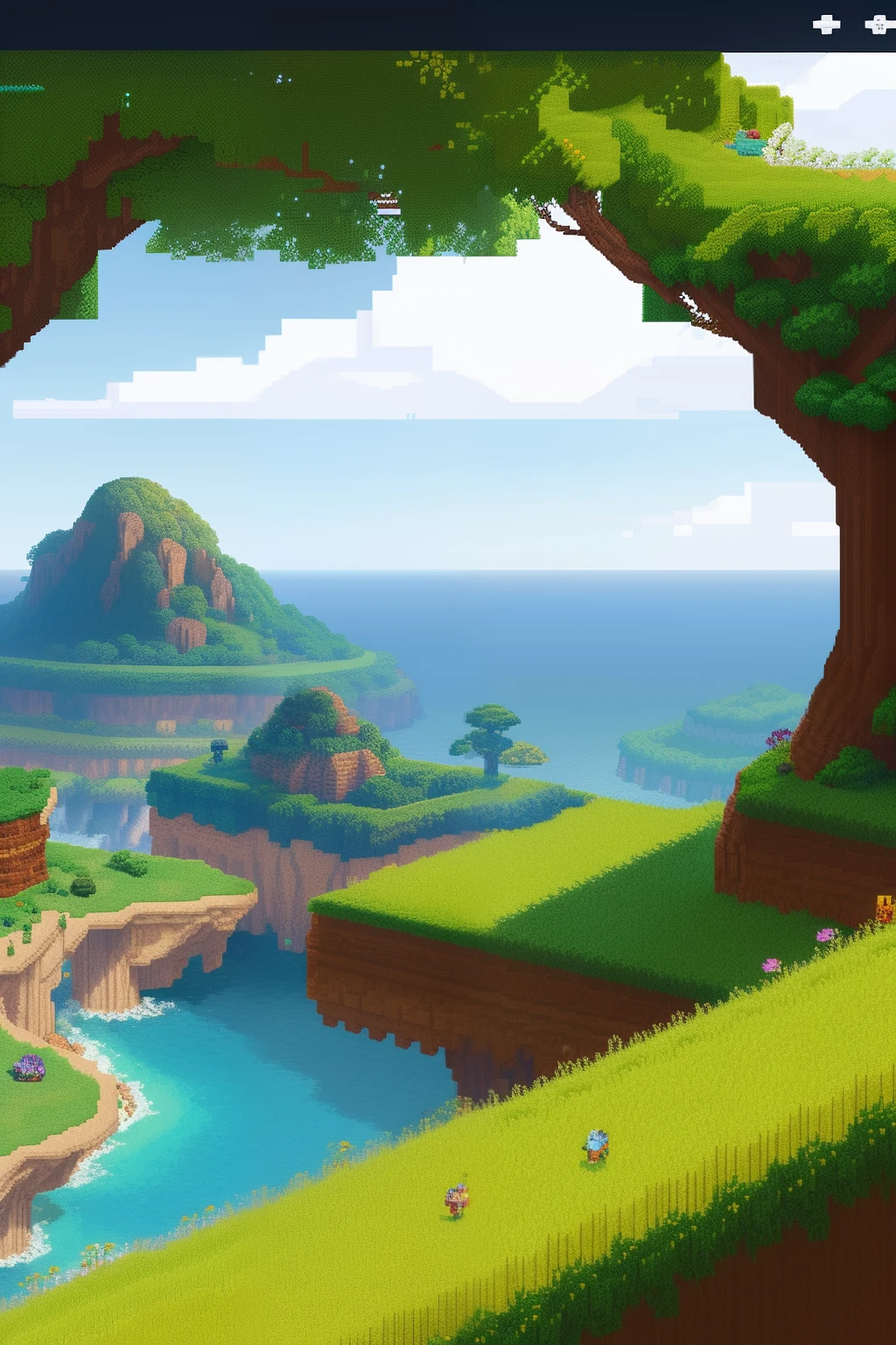 Um plano de fundo de pixel art, cena ampla, Landscape, Pixel art de 32 bits