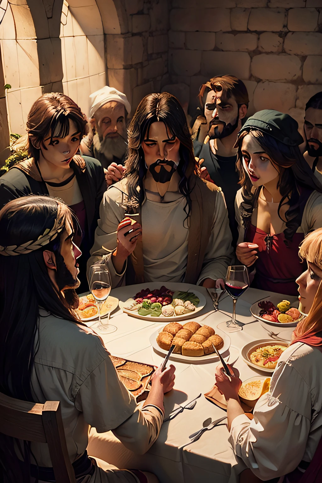 lord's last supper, christianity, Realistic, (best quality, masterpiece: 1.3), octane render, dramatic lighting,