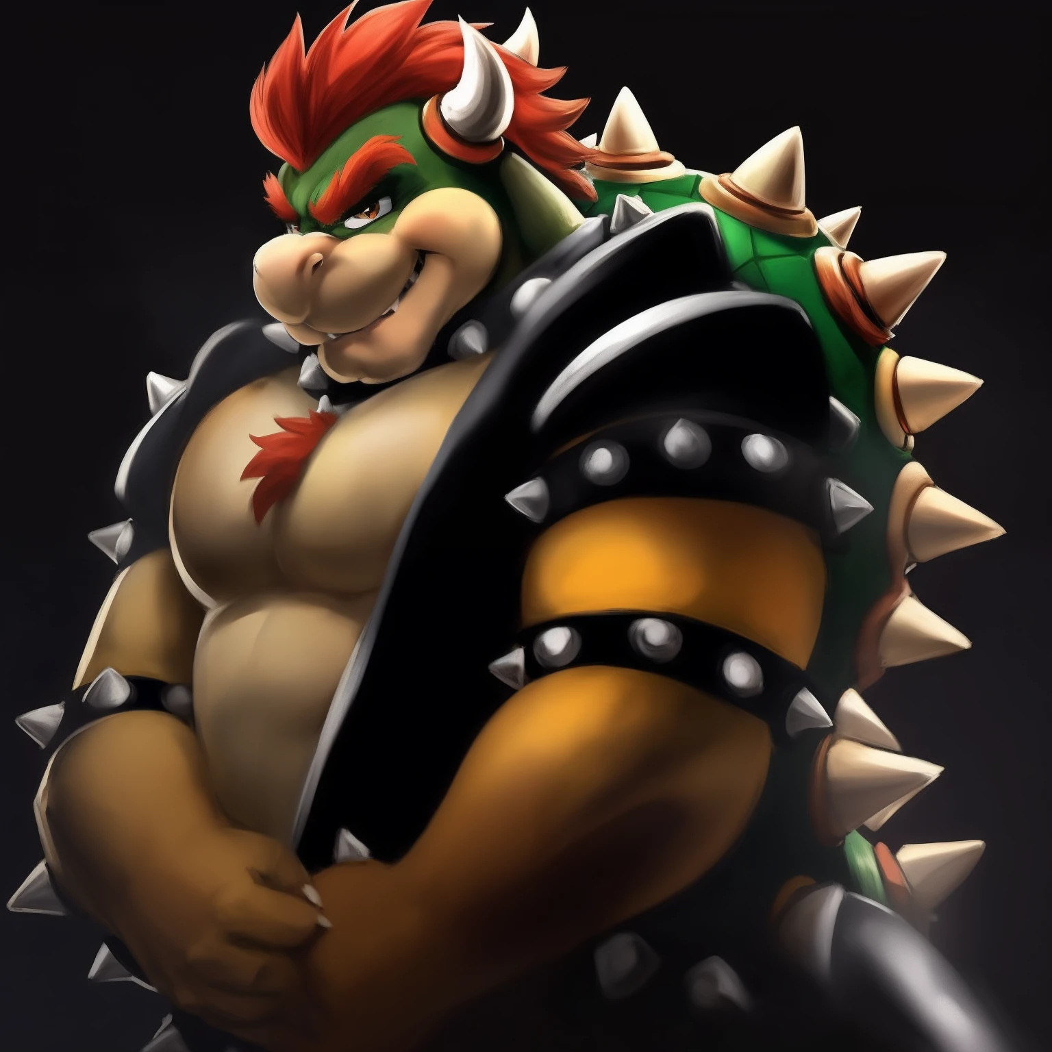 bowser, detailed bowser, 4k, high resolution, best quality, posted on e621, solo, male, masculine, pectorals, abs, heavyweight, (white background, no background:1.1), (wfa style, meesh style:1.0), bowser anatomy, (detailed face, detailed eyes:1.0), (flat colors, cel shaded, cartoony shading:1.2), cartoony proportions, shiny skin, full body, long legs, hairy, beard, hairy chest, hairy arms, hairy belly, hairy legs, hairy abs