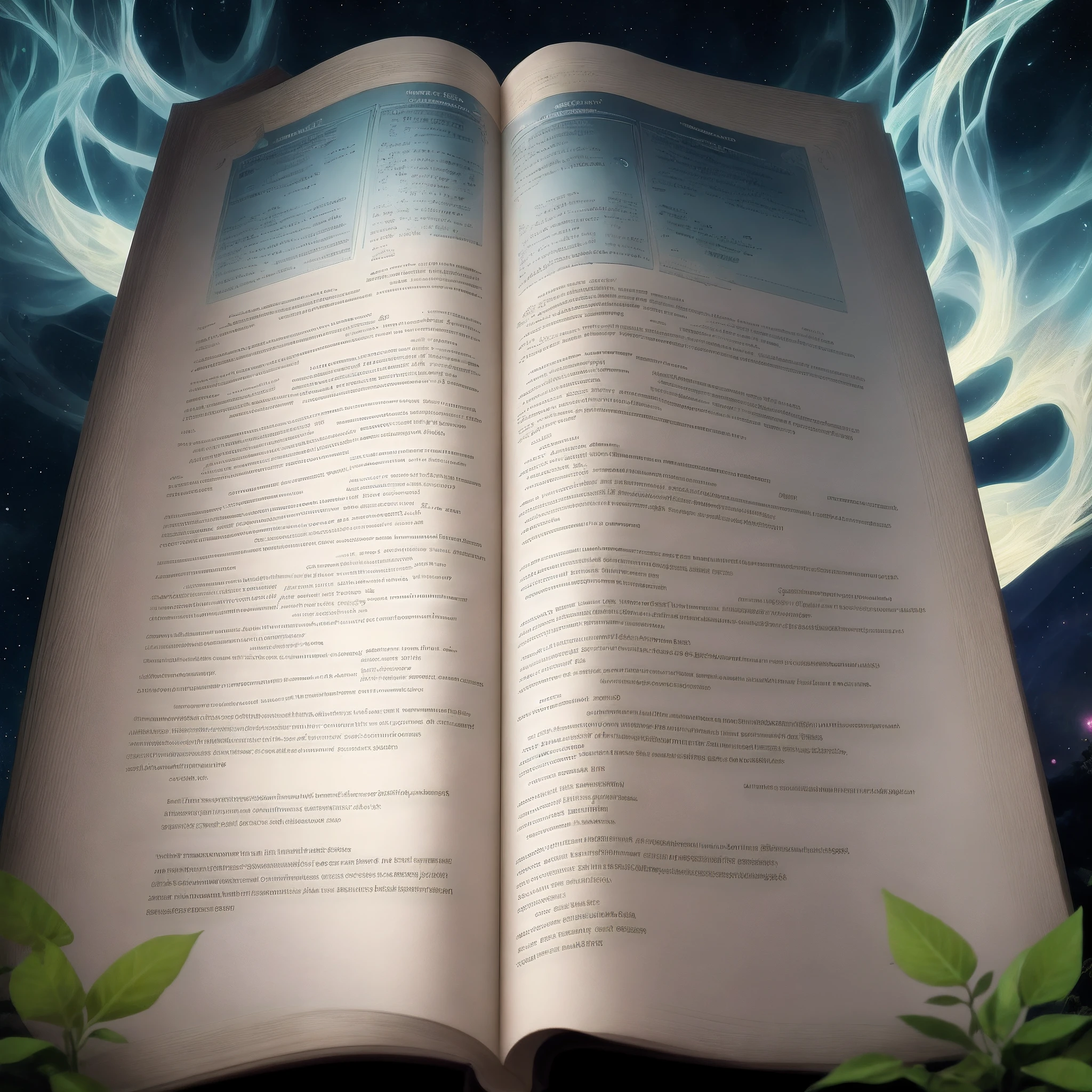 "Facing the first chapter entitled 'THE ENIGMA OF LIFE'S CRYPTOGRAPHY,' our team of wizards and witches, led by Cafael and his living tree engineering creations, embarks on an even deeper journey into the realm of the mind and magic.
In this chapter, our hearts are filled with curiosity as we confront a cosmic challenge: deciphering the secrets of life itself, encoded in the leaves of these magical trees. With each page we explore, new mysteries and wonders unfold, inviting us to unravel the code that connects all of existence.
With our unique abilities and the magic that flows through us, we are ready to delve deeper into the quest for ultimate knowledge, eagerly anticipating what this chapter has in store for us. For as explorers of the realms of the mind and magic, we know that the search for the enigma of life's cryptography is a journey that will take us to the deepest depths of understanding the universe."