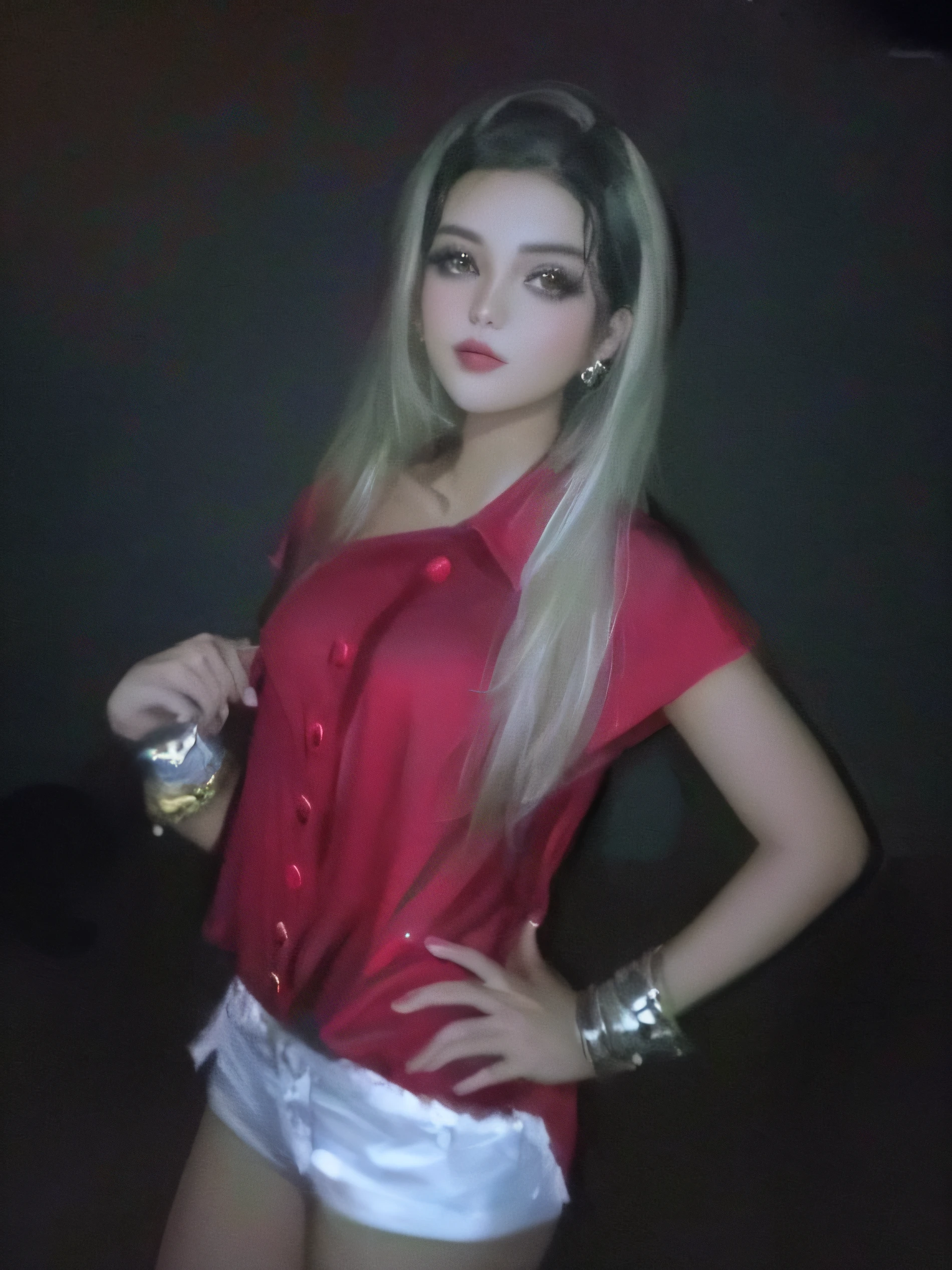 Make it all black and leave the hair black , com uma roupa como se fosse uma jaqueta e com touca