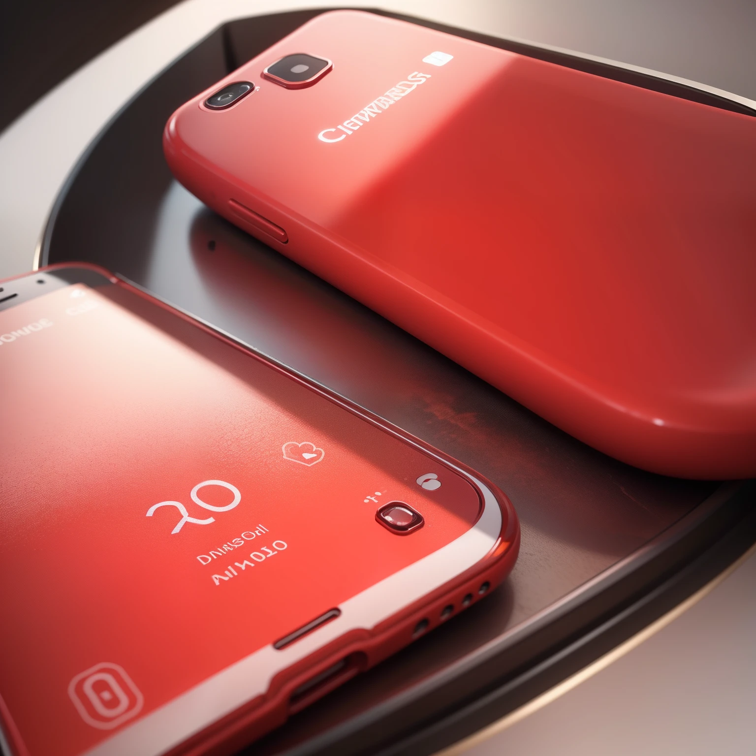 Celular vermelho em cima da cama, com chamadas perdidas, ..3d, Full HD,4k, RESOLUTION 3000X3000