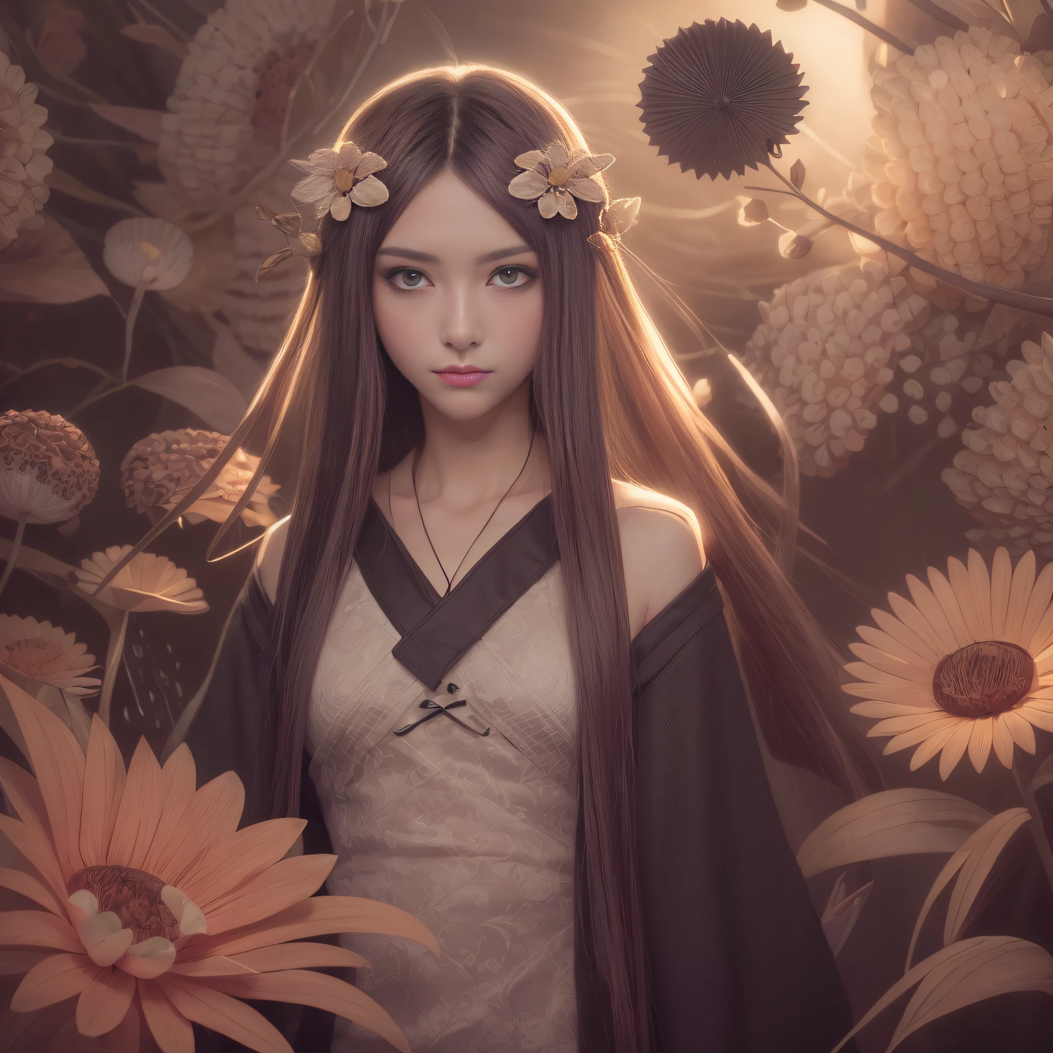 Menina anime com cabelo preto longo e flores em seu cabelo, Digital anime illustration, arte digital estilo anime, a beautiful artwork illustration, Beautiful digital illustration, anime fantasy illustration, exquisite digital illustration, belas fotos avatar, stunning digital illustration, illustration Anime style, anime illustration, bela arte digital, inspirado em Ma Yuanyu, arte digital estilo anime, arte de anime digital.