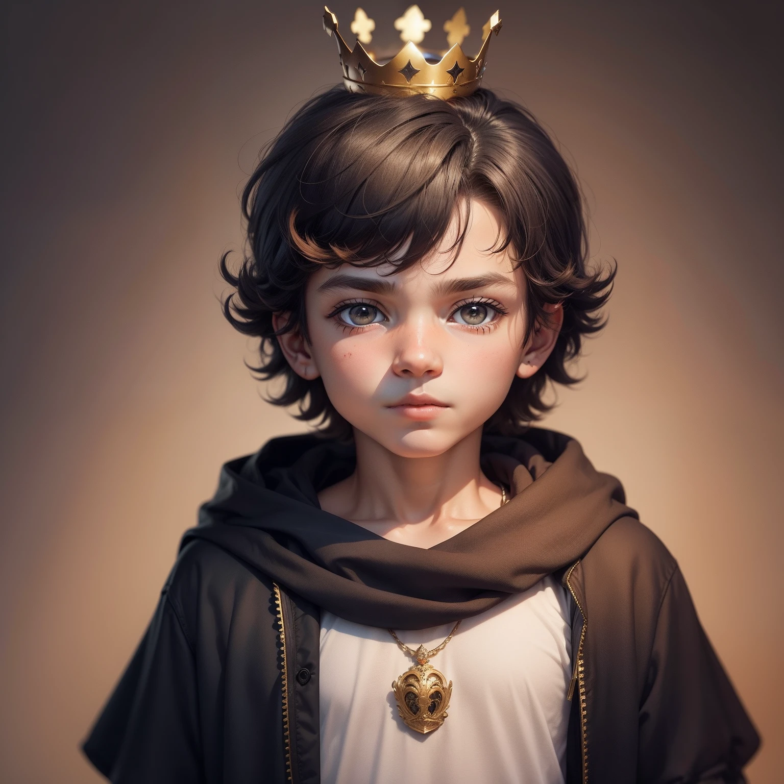 A -yeld boith a crown on his head, olhando para uma raposa