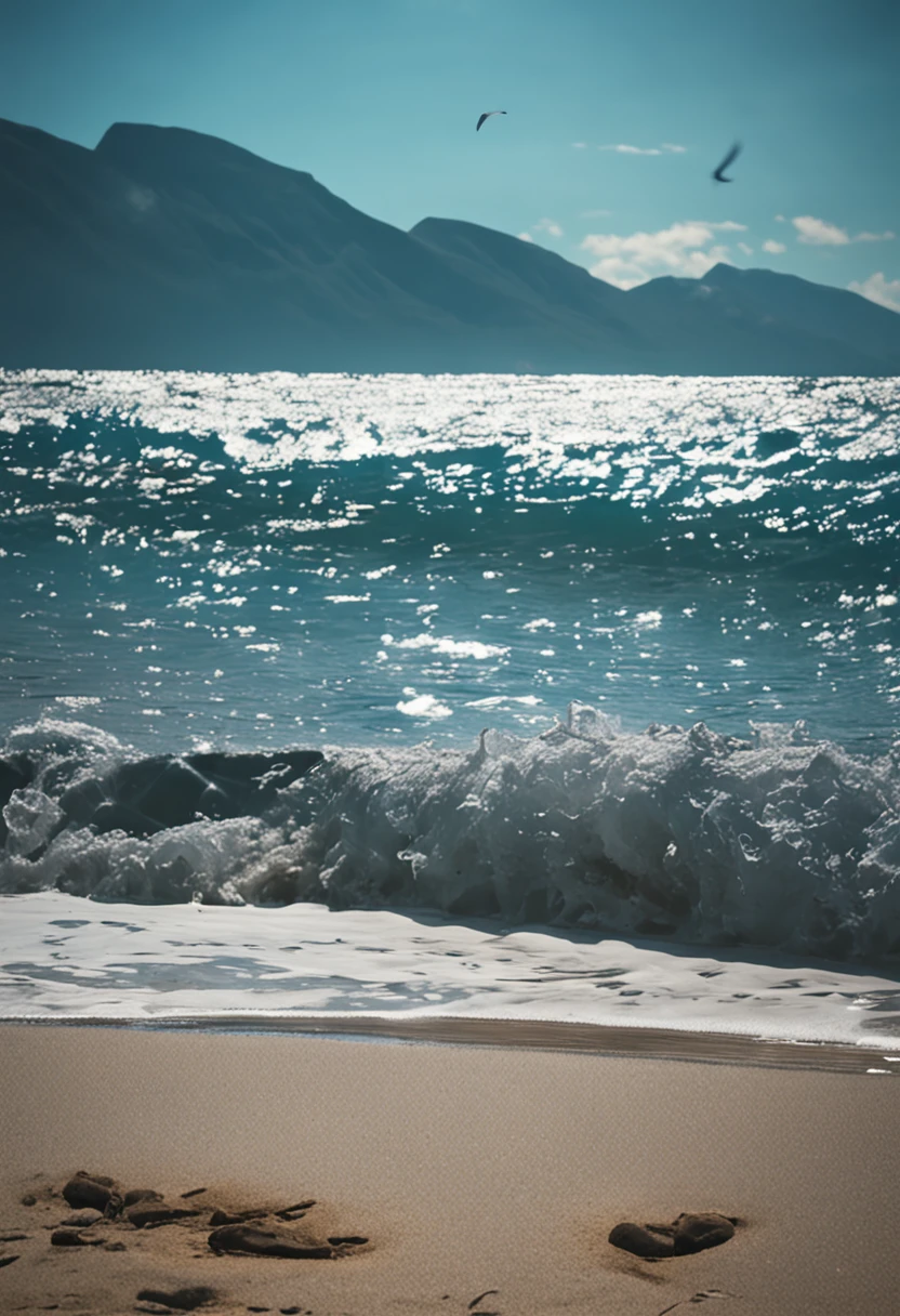 "Blue sea and sky,Clear blue waters,Boundless blue skies"