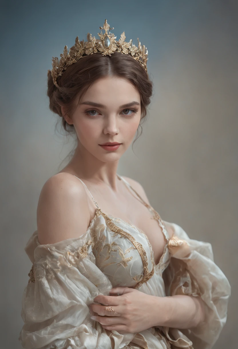 a drawing of a beautiful woman,Venus, Beautie , Queen of Heaven, Beautiful Art, painting of beautiful, Beautiful depiction, Portrait of Venus, Greek art, rosen maiden, Sacred and beautiful, with a blue background, Boregov, guweiz masterpiece, The Ideal Woman、Smile