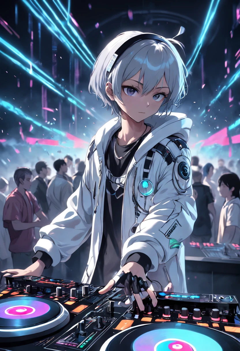 Make a futuristic DJ
This DJ must be wearing robotic clothing in silver color
This DJ must be playing in Miami
He's playing for a lot of people who are dancing
Ultra-realistic photo, qualidade 8k, full hd