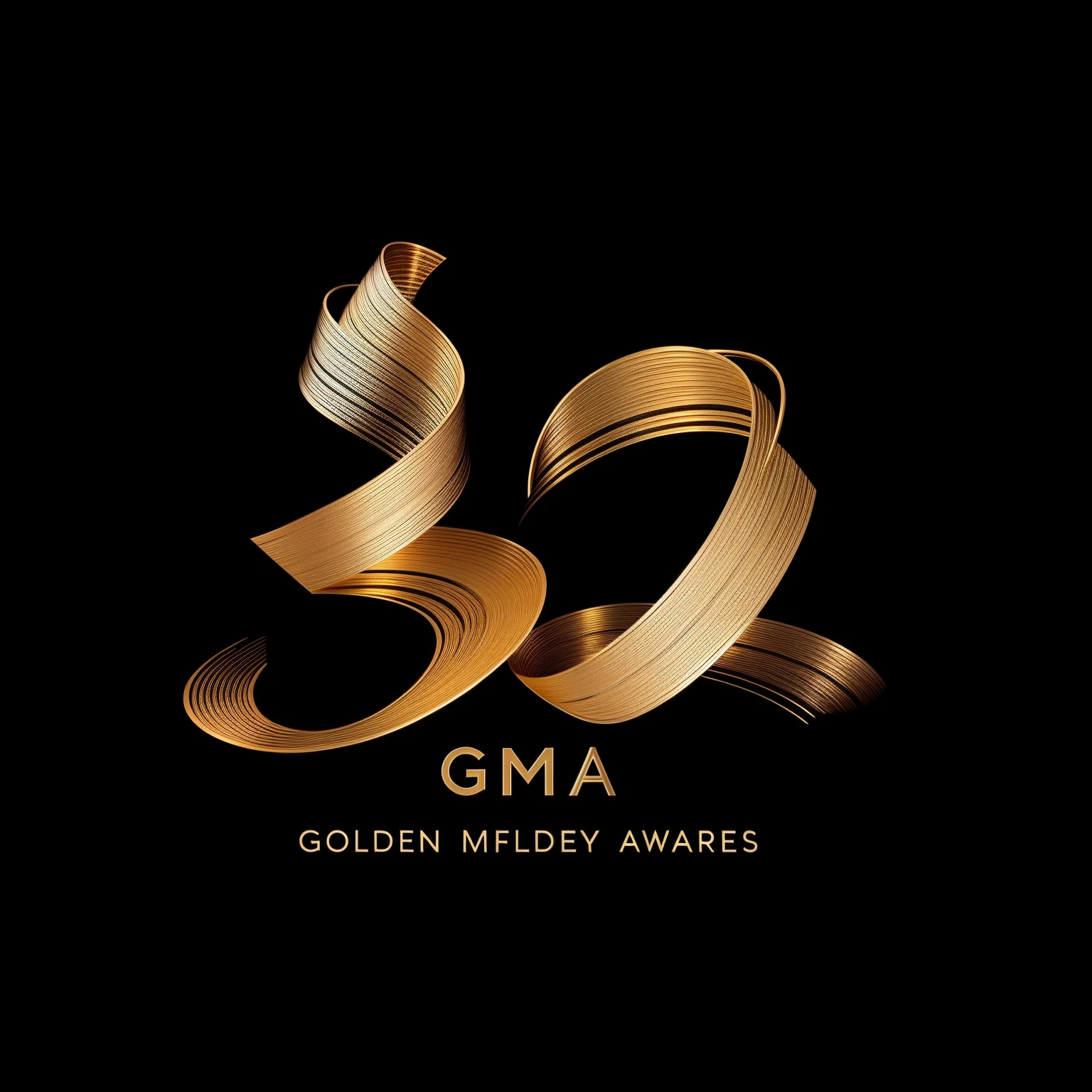 Gold logo close-up on black background, golden number, Official artwork, Grammy Award winner, golden inlays,