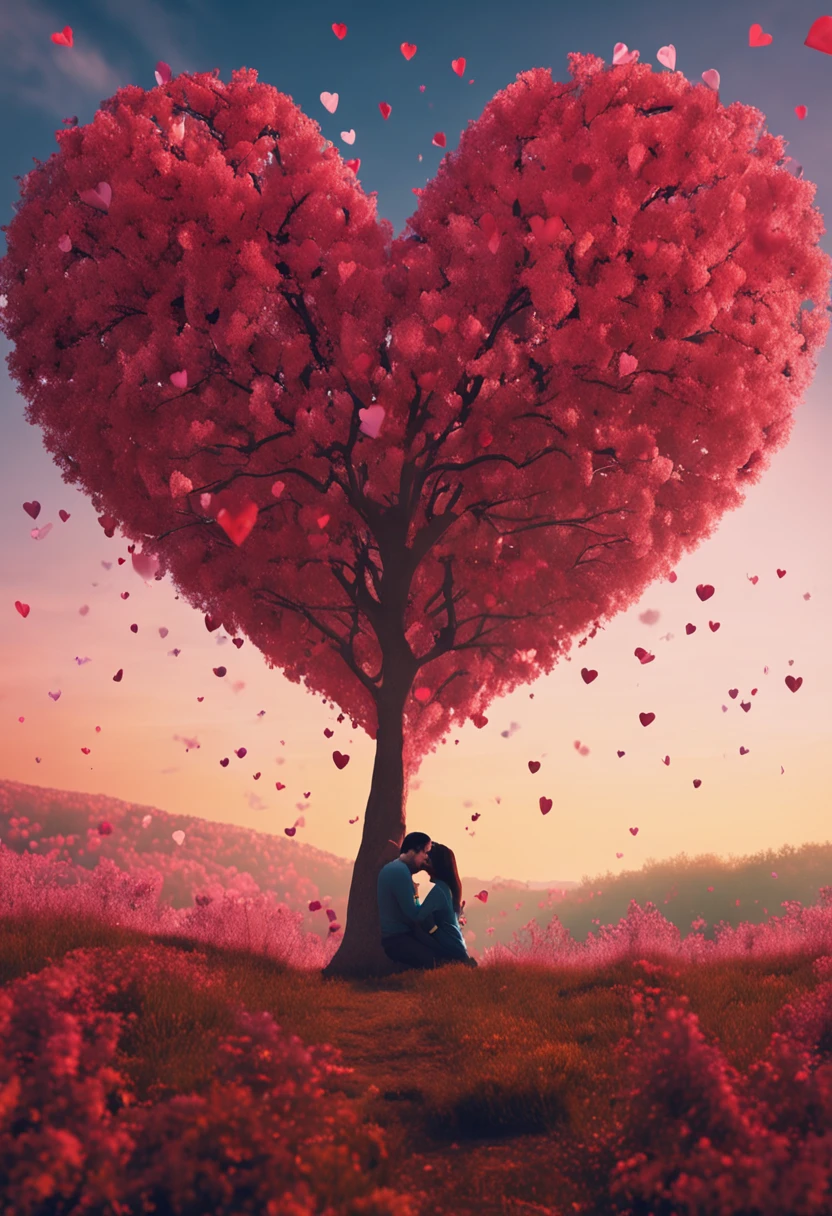 Have your boyfriend and girlfriend kiss passionately in a park under a heart-shaped tree