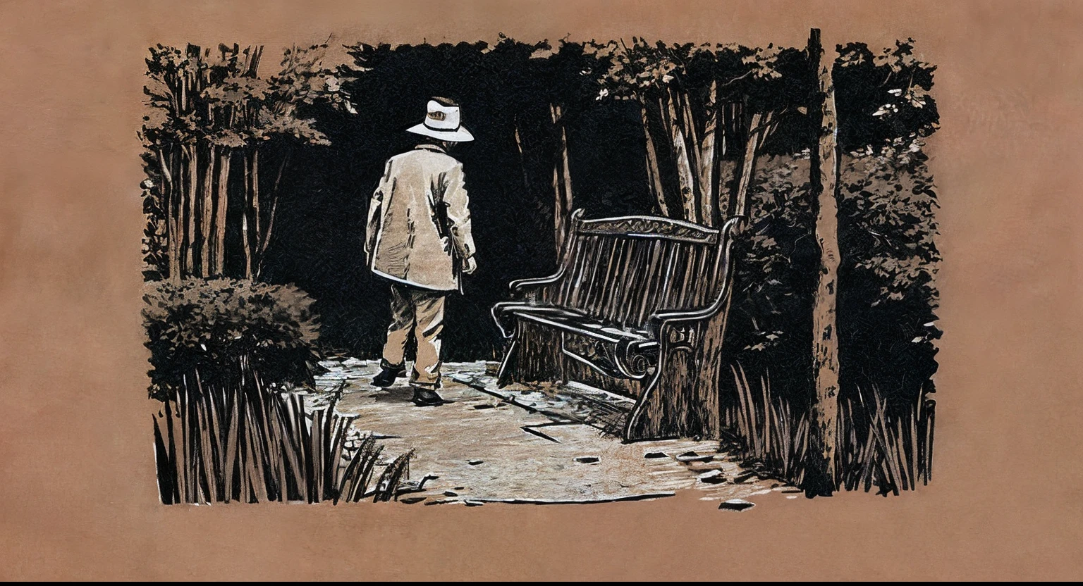 Although he shouted、Nobody helped him。He's in the park。Alone。EdwardGorey。