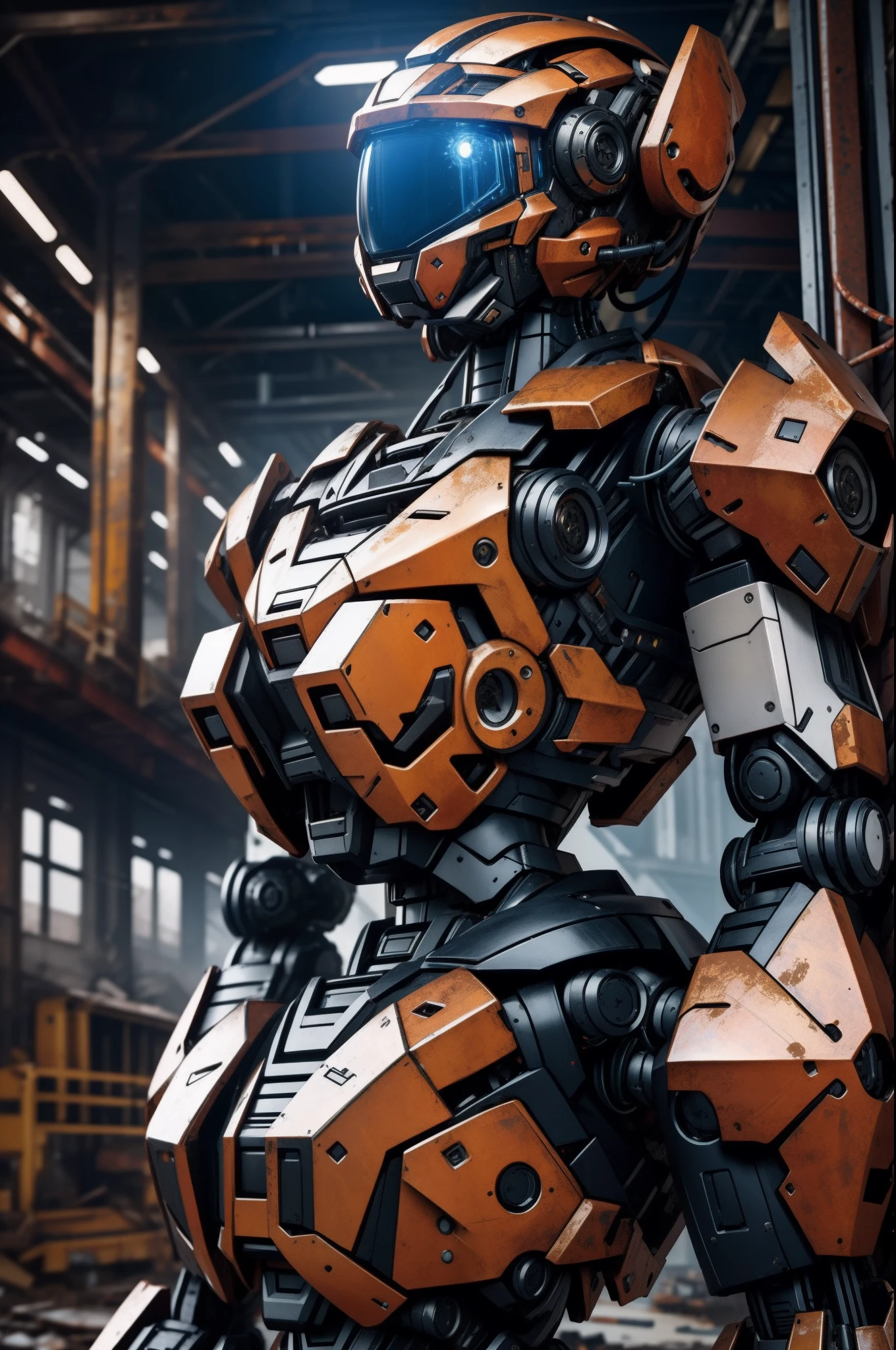 (masterpiece, best quality), intricate details, photo, realistic, unreal engine,
Mecha, humanoid robot, robot, robot joints, joints, helmet, armor, robot girl, breasts, rusty, abandoned warehouse, computer terminals, arcing electricity, sp3ct4, dark atmosphere,