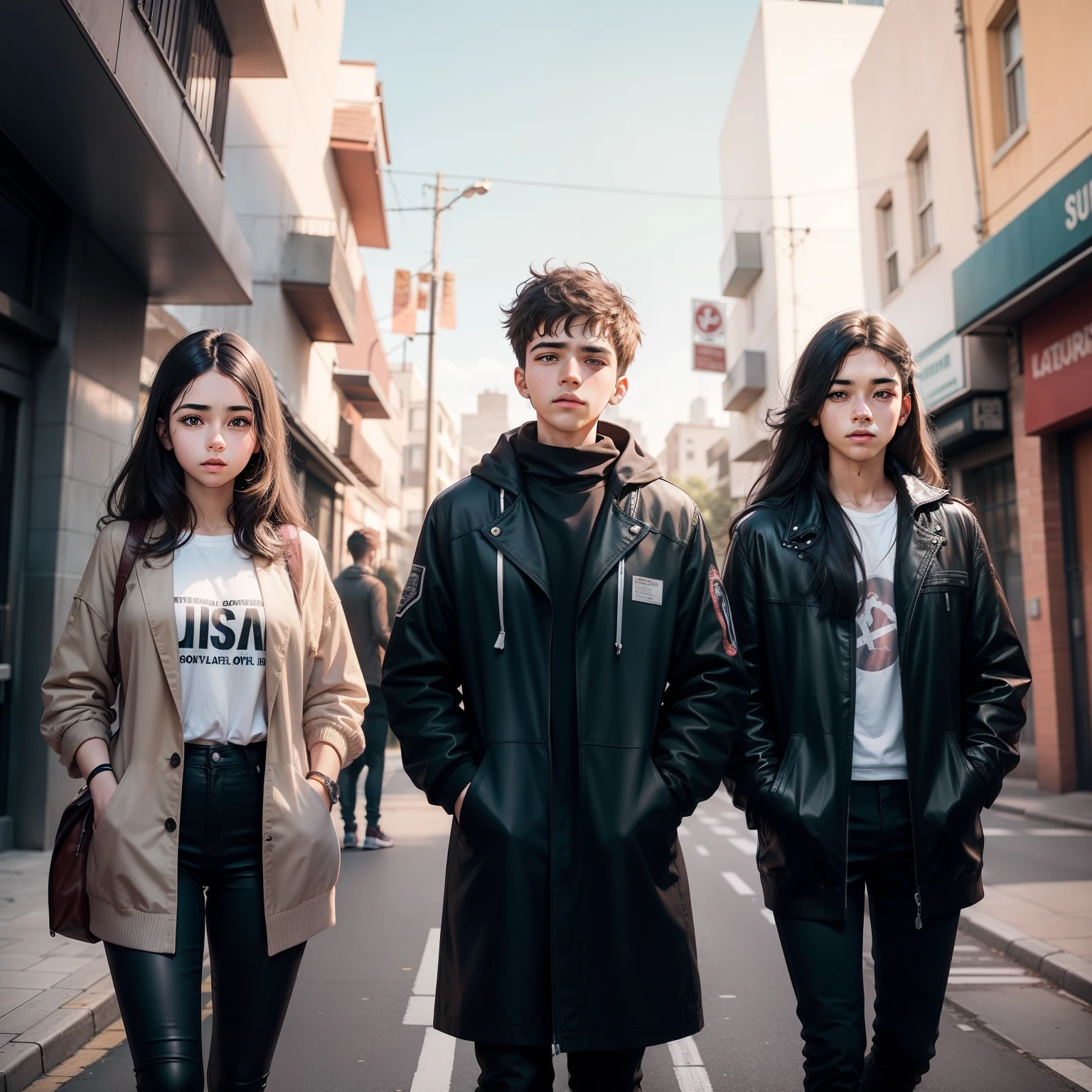 Three young people in a peripheral city