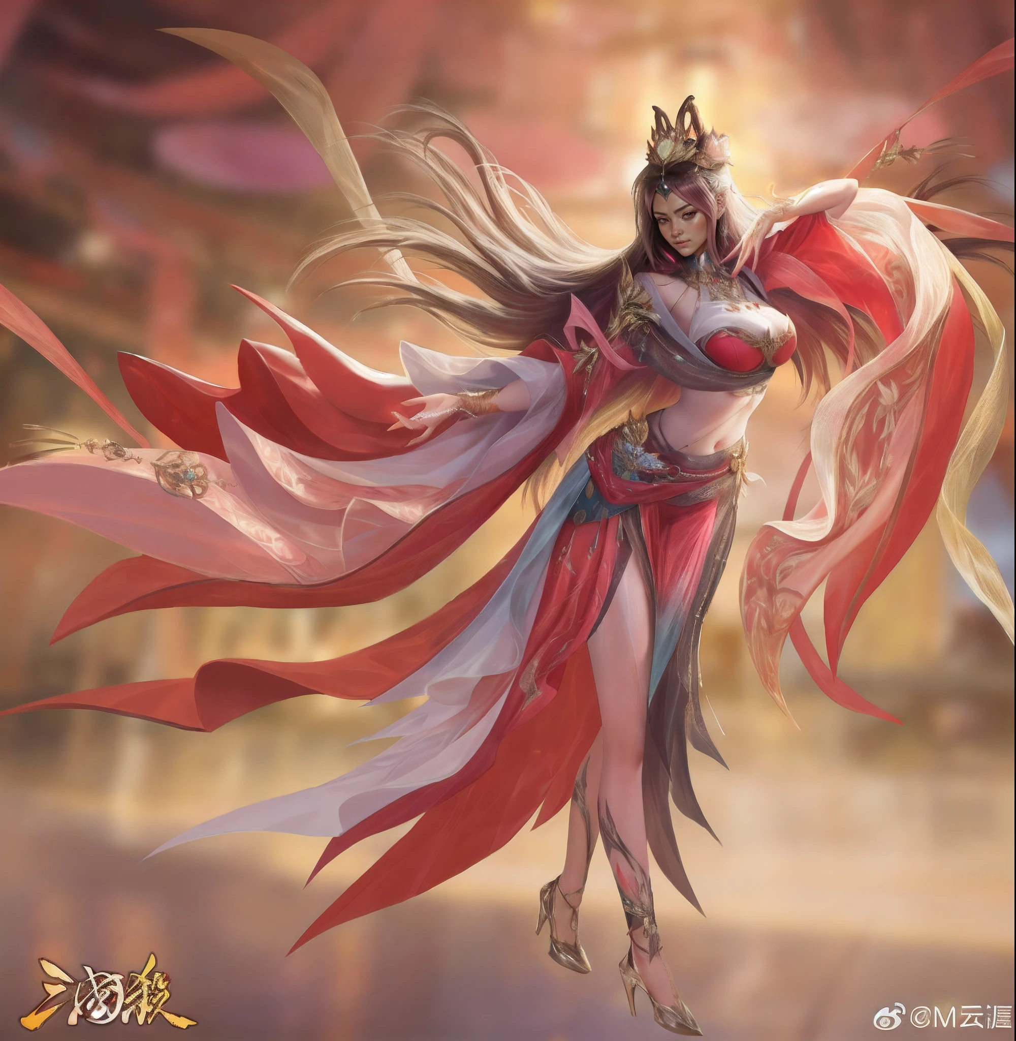 In a dark room,Woman dressed in pink holding a sword,Extremely detailed Artgerm painting style,Inspiration from IG models,Pink armor shines,The details are meticulous,Presents the style characteristics of Artgerm,With the influence of the range Murata and Artgerm,slick pink armor,Creative elements breathe life。