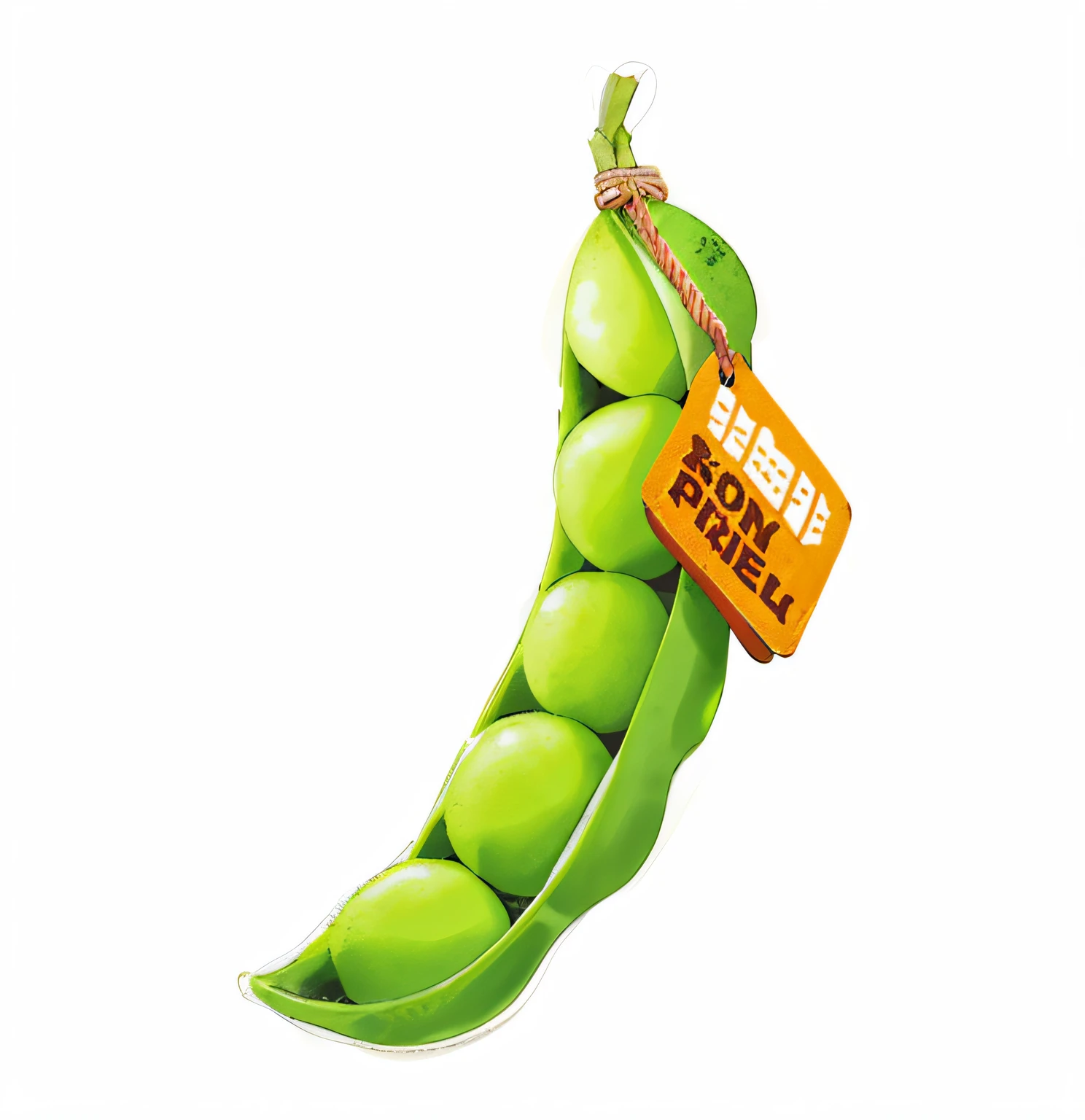 There is a green pea,There is a price tag on it,