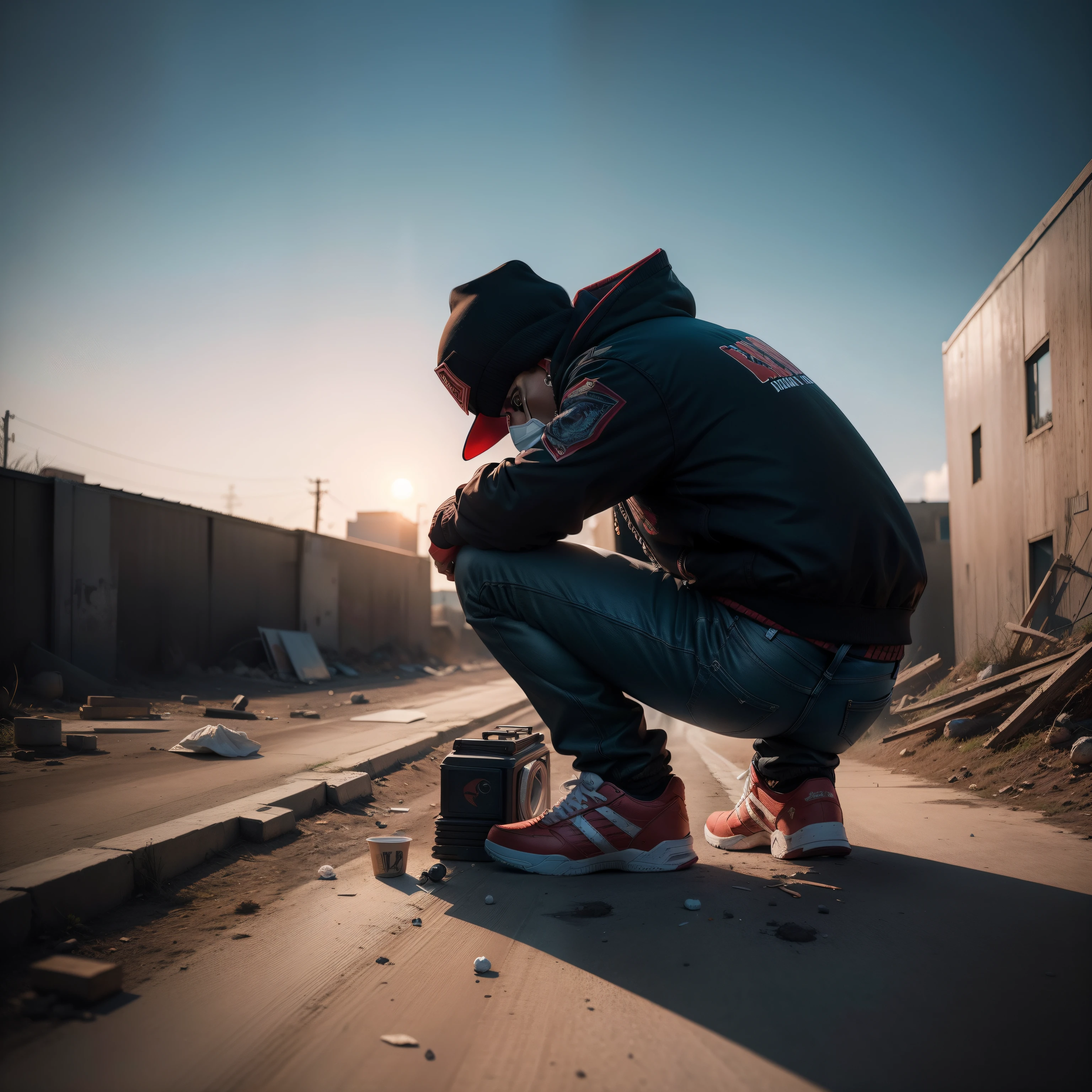 Rap album cover with image of violence in the periphery