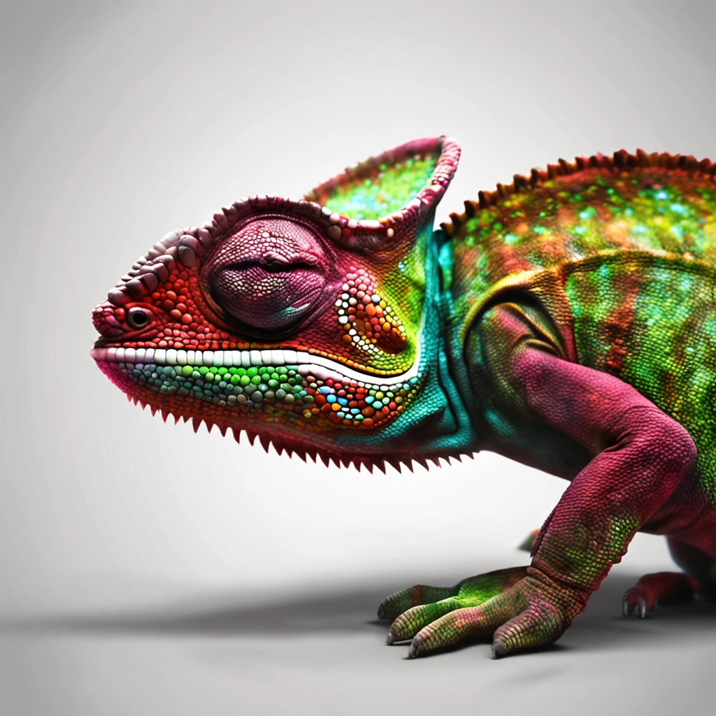 Evil chameleon dark background, com estatua romana